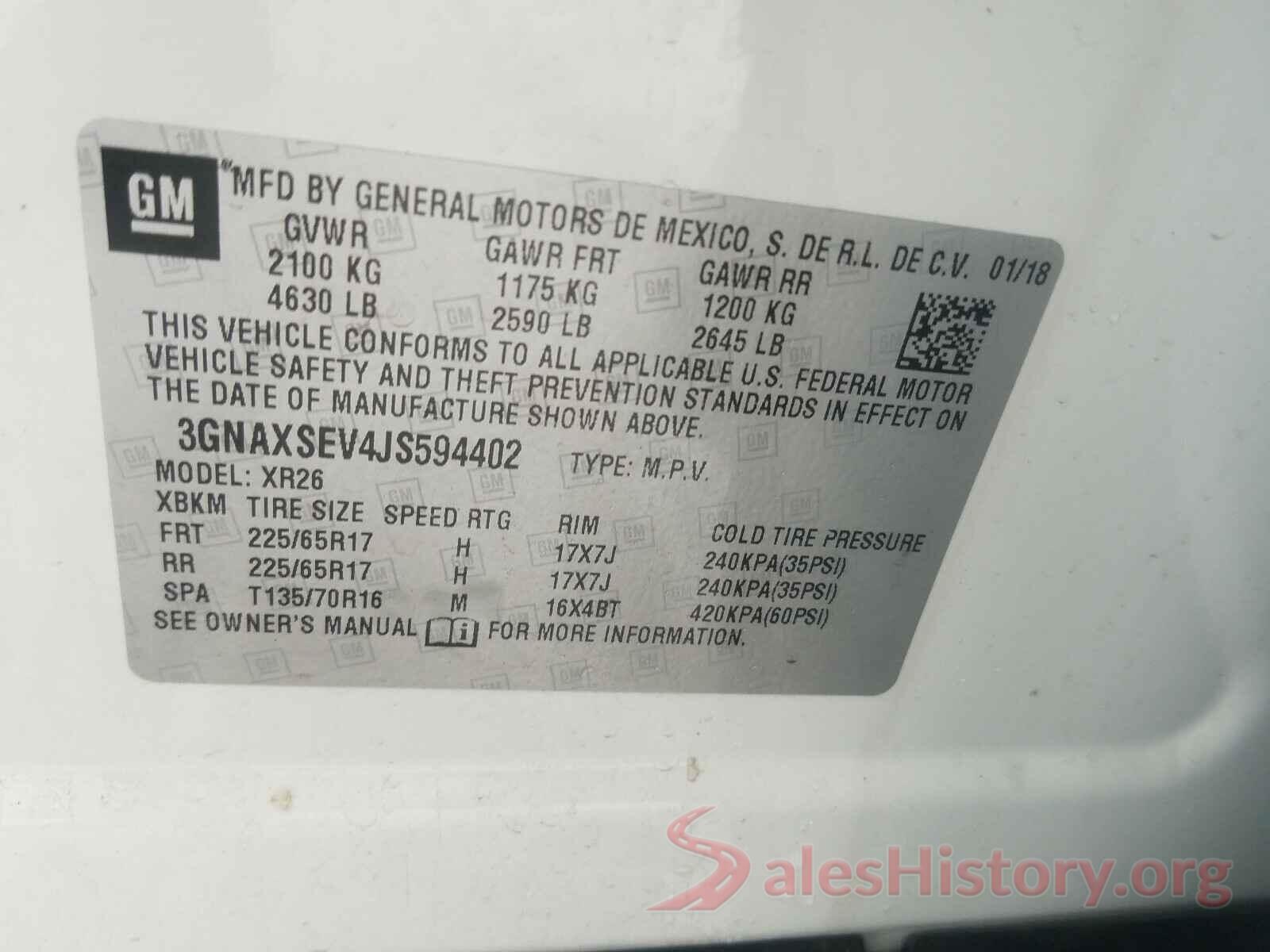 3GNAXSEV4JS594402 2018 CHEVROLET EQUINOX