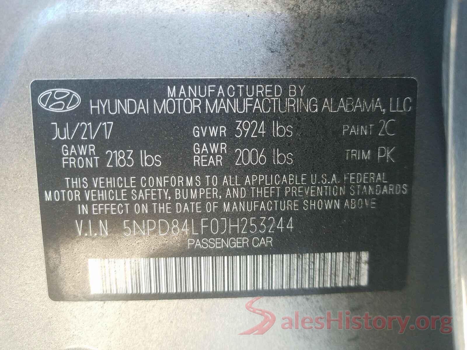 5NPD84LF0JH253244 2018 HYUNDAI ELANTRA