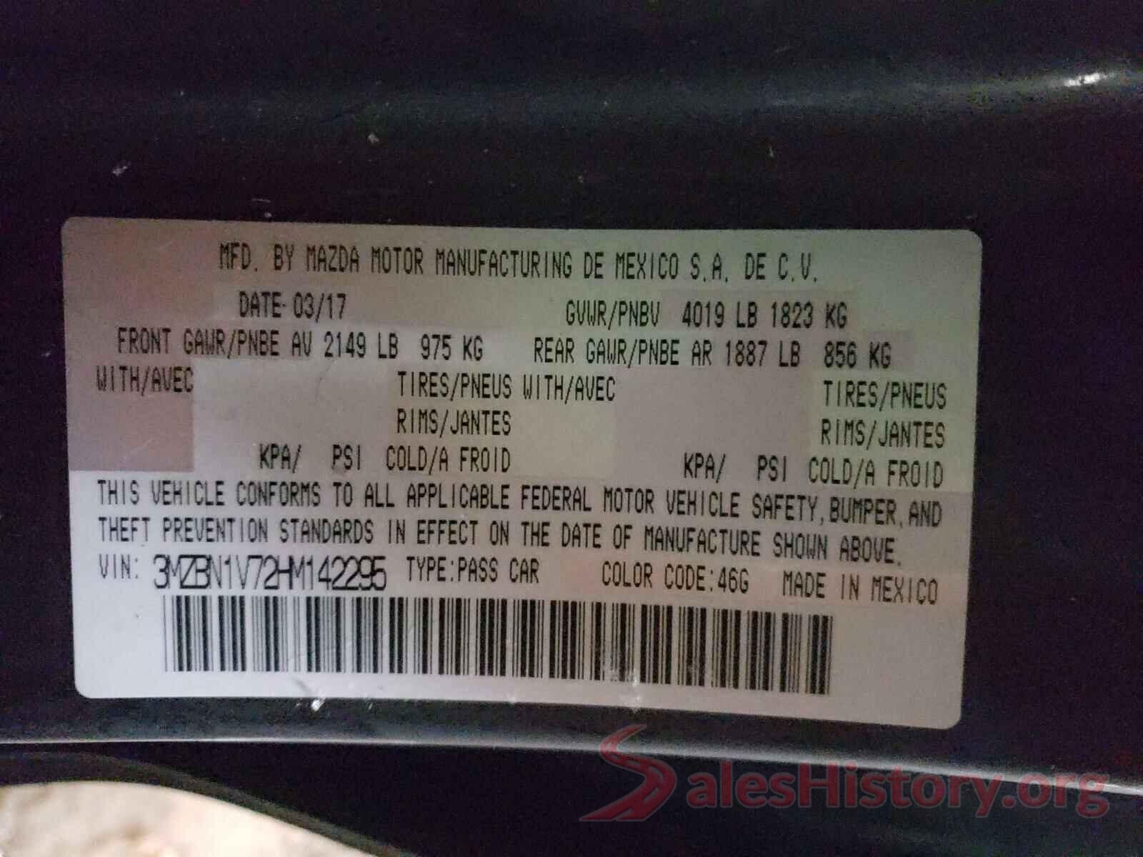 3MZBN1V72HM142295 2017 MAZDA 3