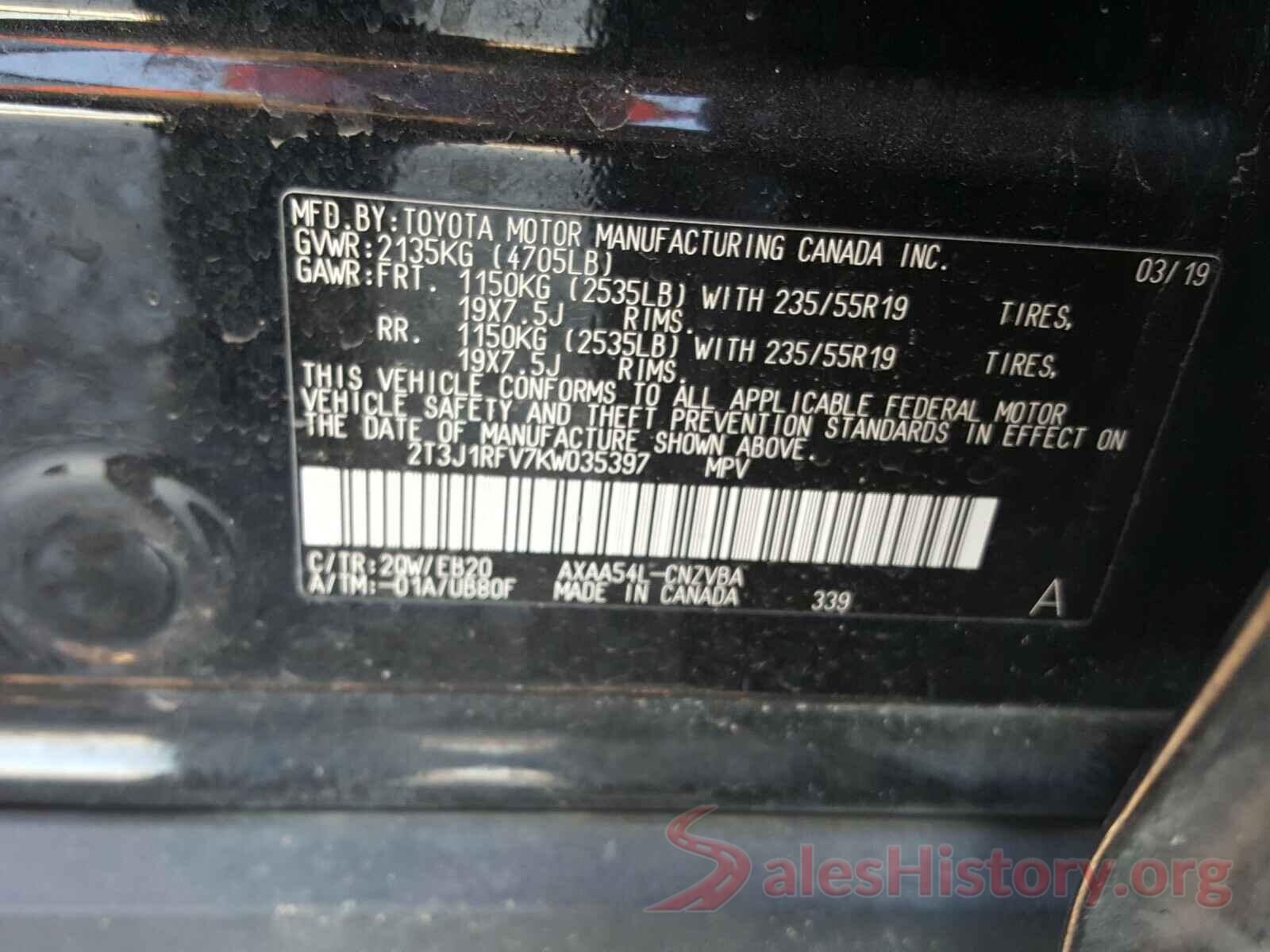 2T3J1RFV7KW035397 2019 TOYOTA RAV4