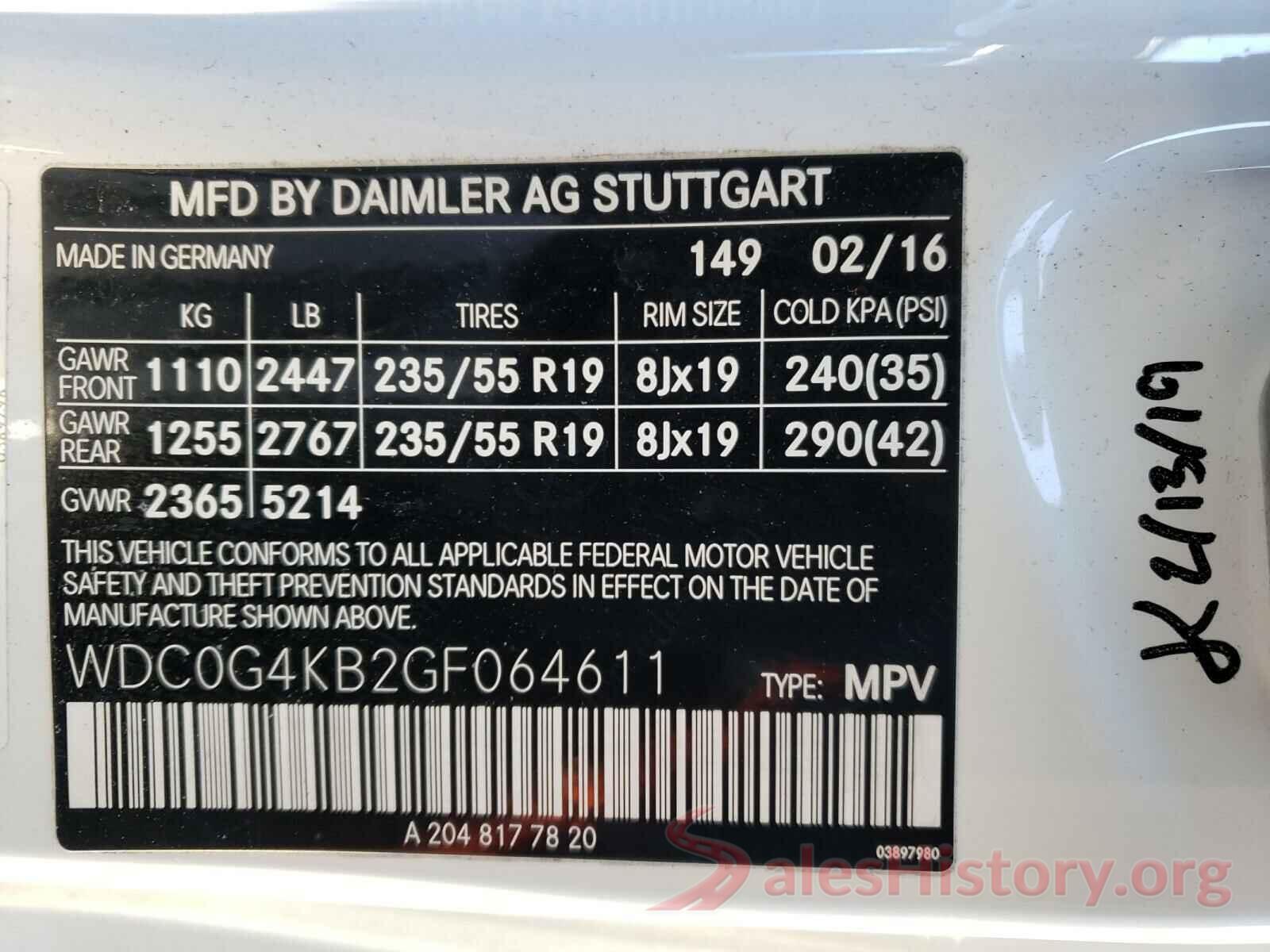 WDC0G4KB2GF064611 2016 MERCEDES-BENZ G CLASS