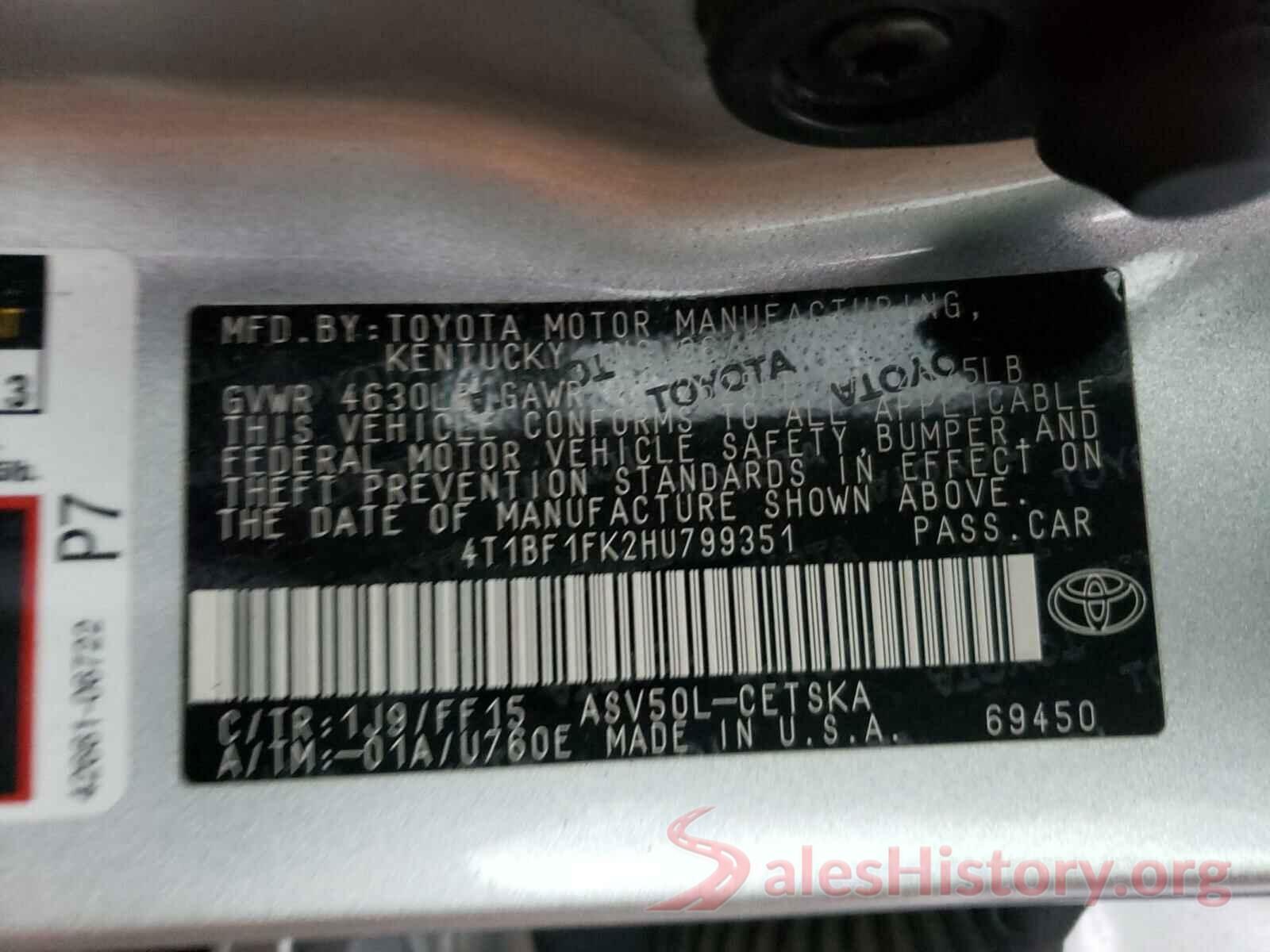 4T1BF1FK2HU799351 2017 TOYOTA CAMRY