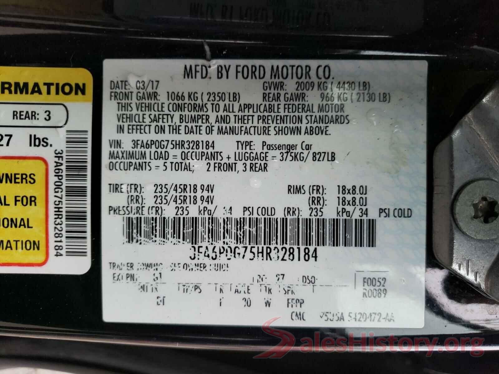 3FA6P0G75HR328184 2017 FORD FUSION