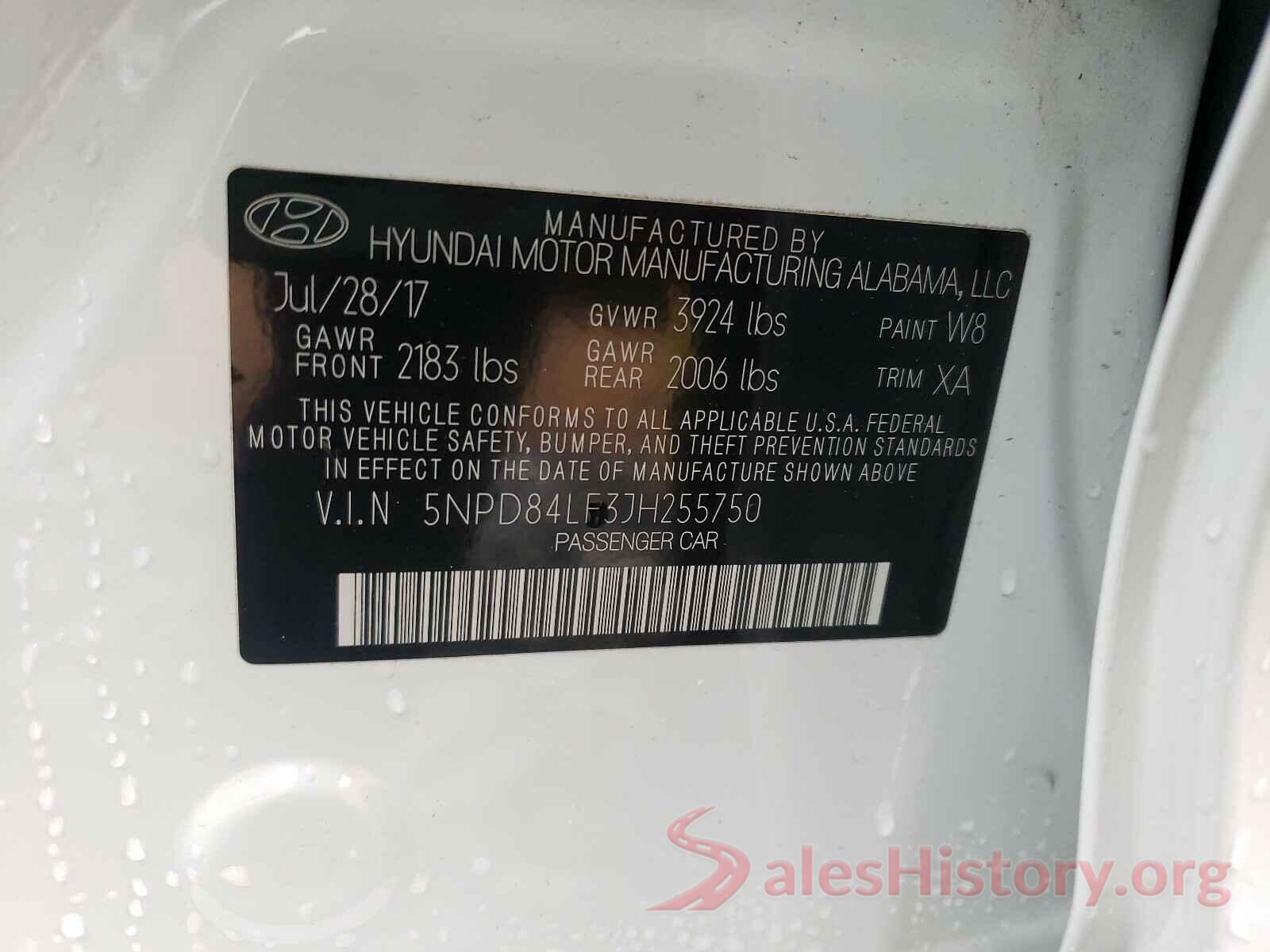 5NPD84LF3JH255750 2018 HYUNDAI ELANTRA