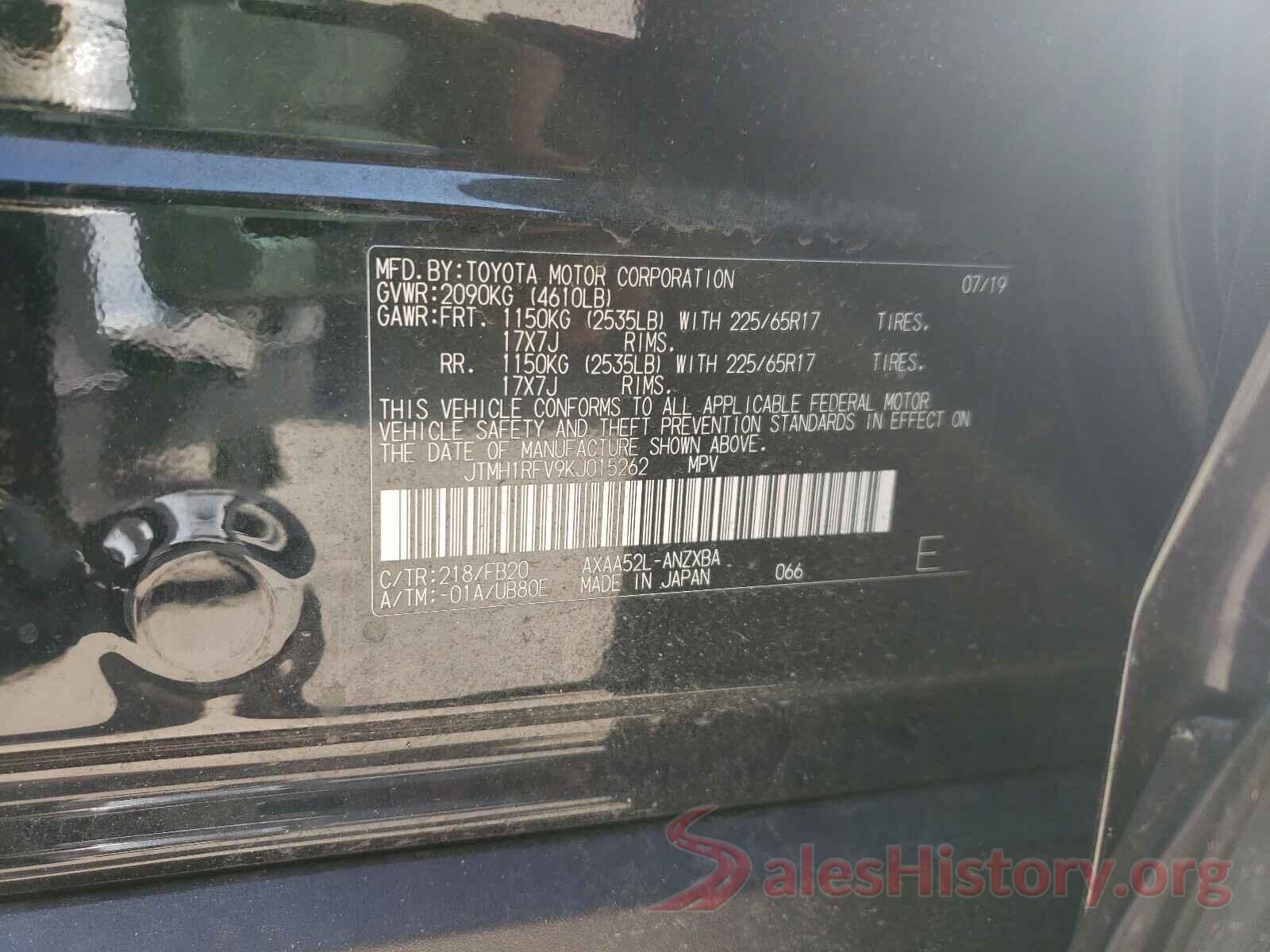 JTMH1RFV9KJ015262 2019 TOYOTA RAV4