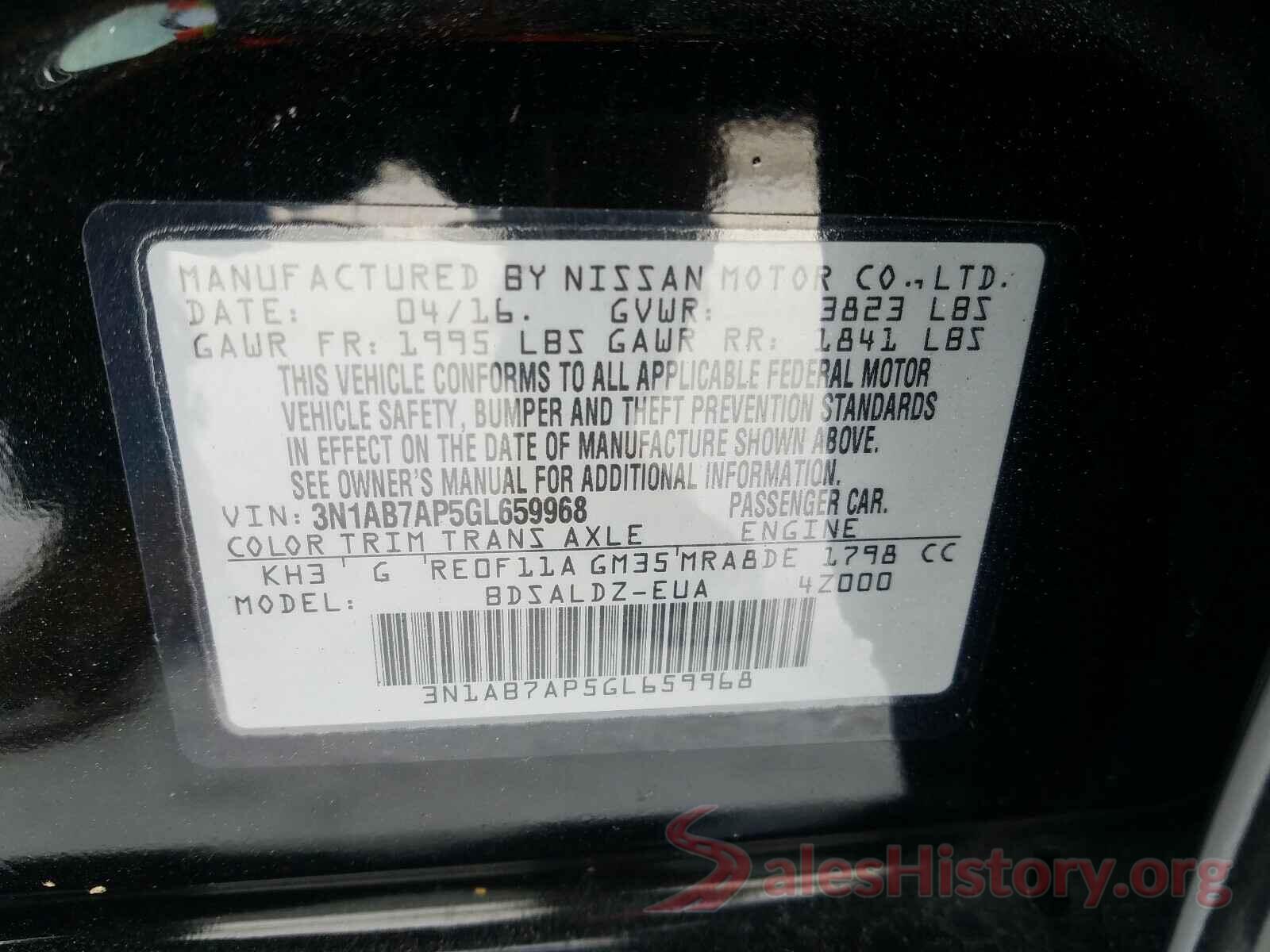 3N1AB7AP5GL659968 2016 NISSAN SENTRA