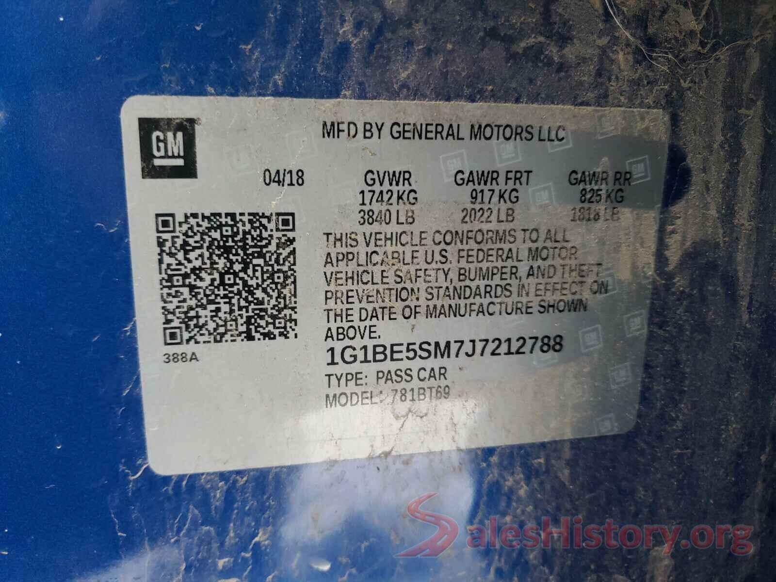 1G1BE5SM7J7212788 2018 CHEVROLET CRUZE