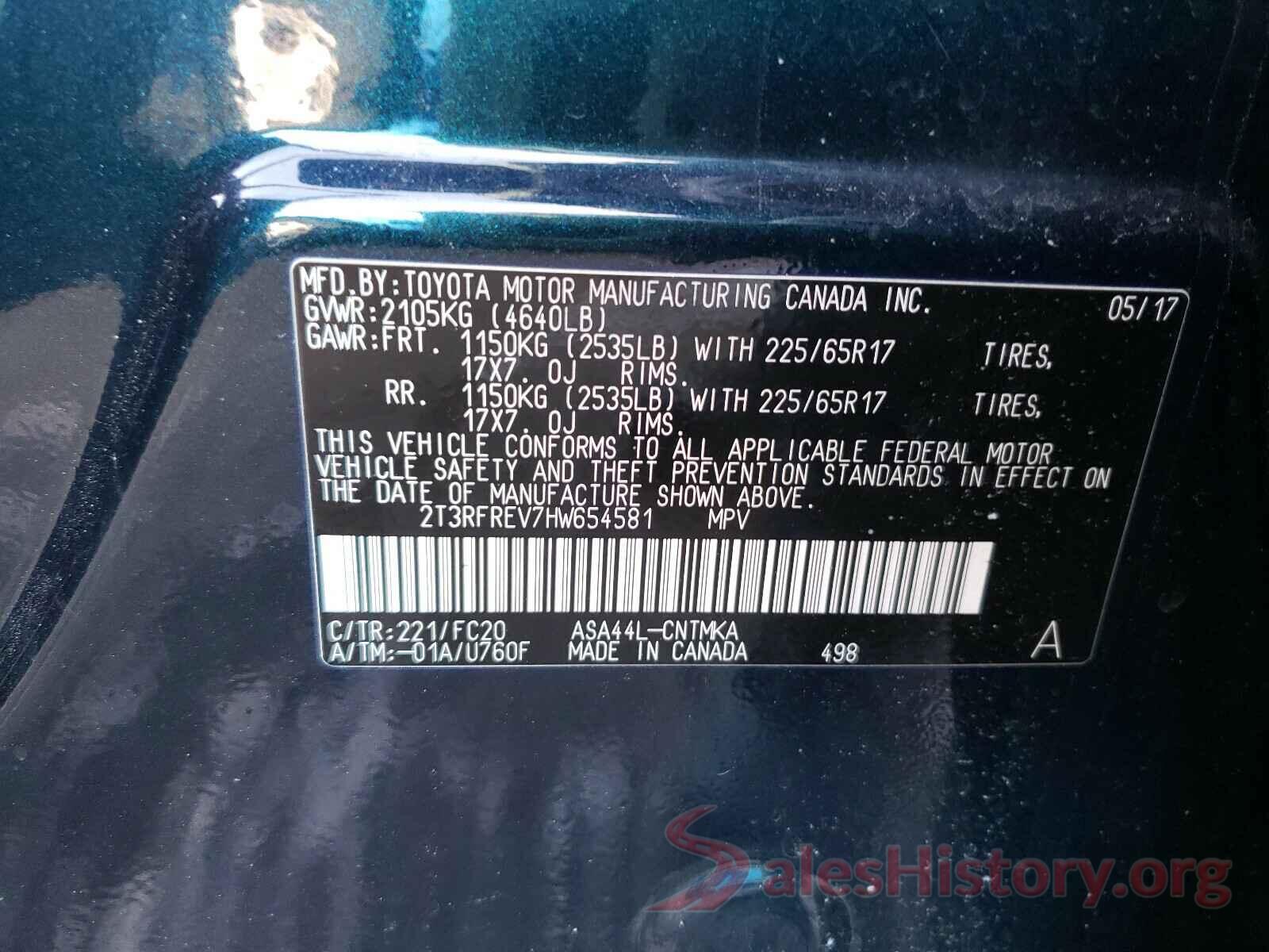 2T3RFREV7HW654581 2017 TOYOTA RAV4