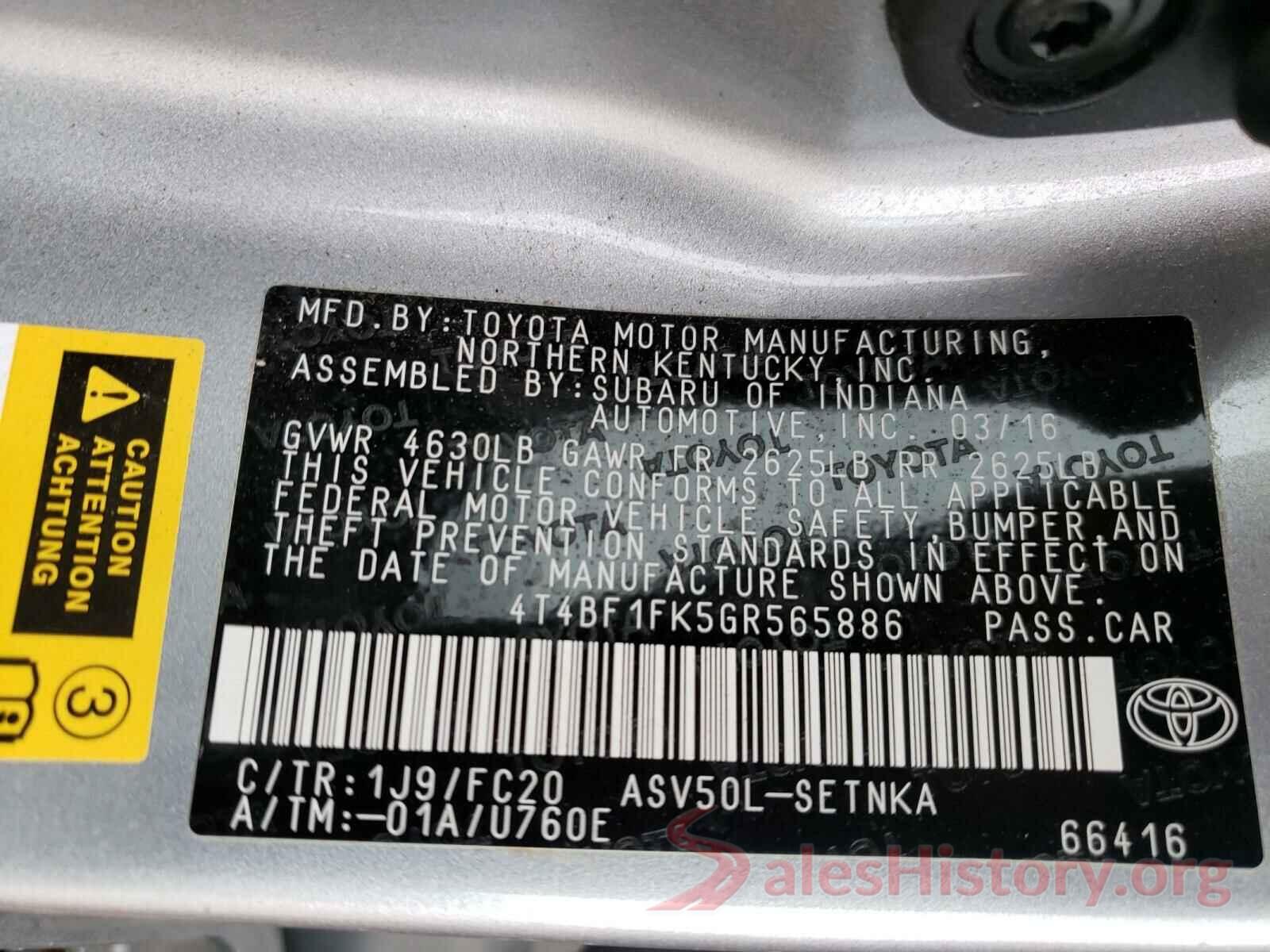 4T4BF1FK5GR565886 2016 TOYOTA CAMRY