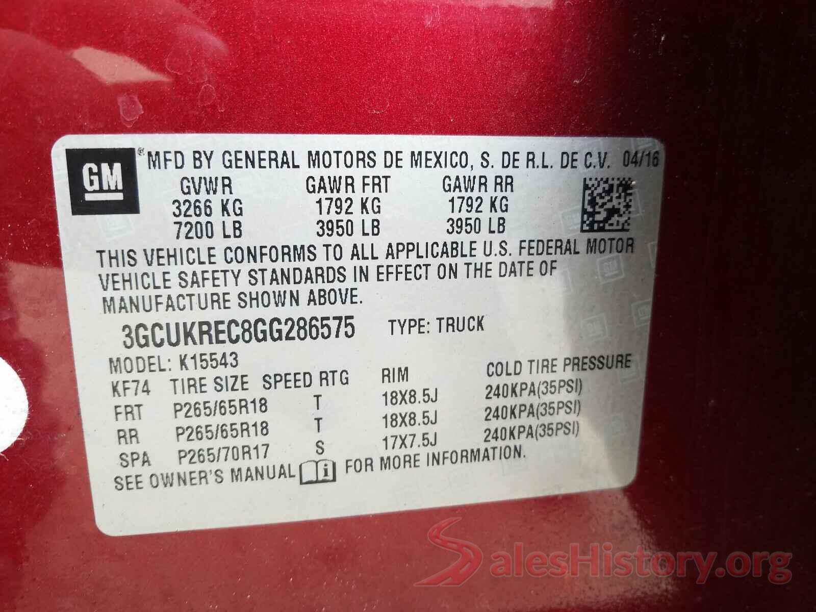 3GCUKREC8GG286575 2016 CHEVROLET SILVERADO