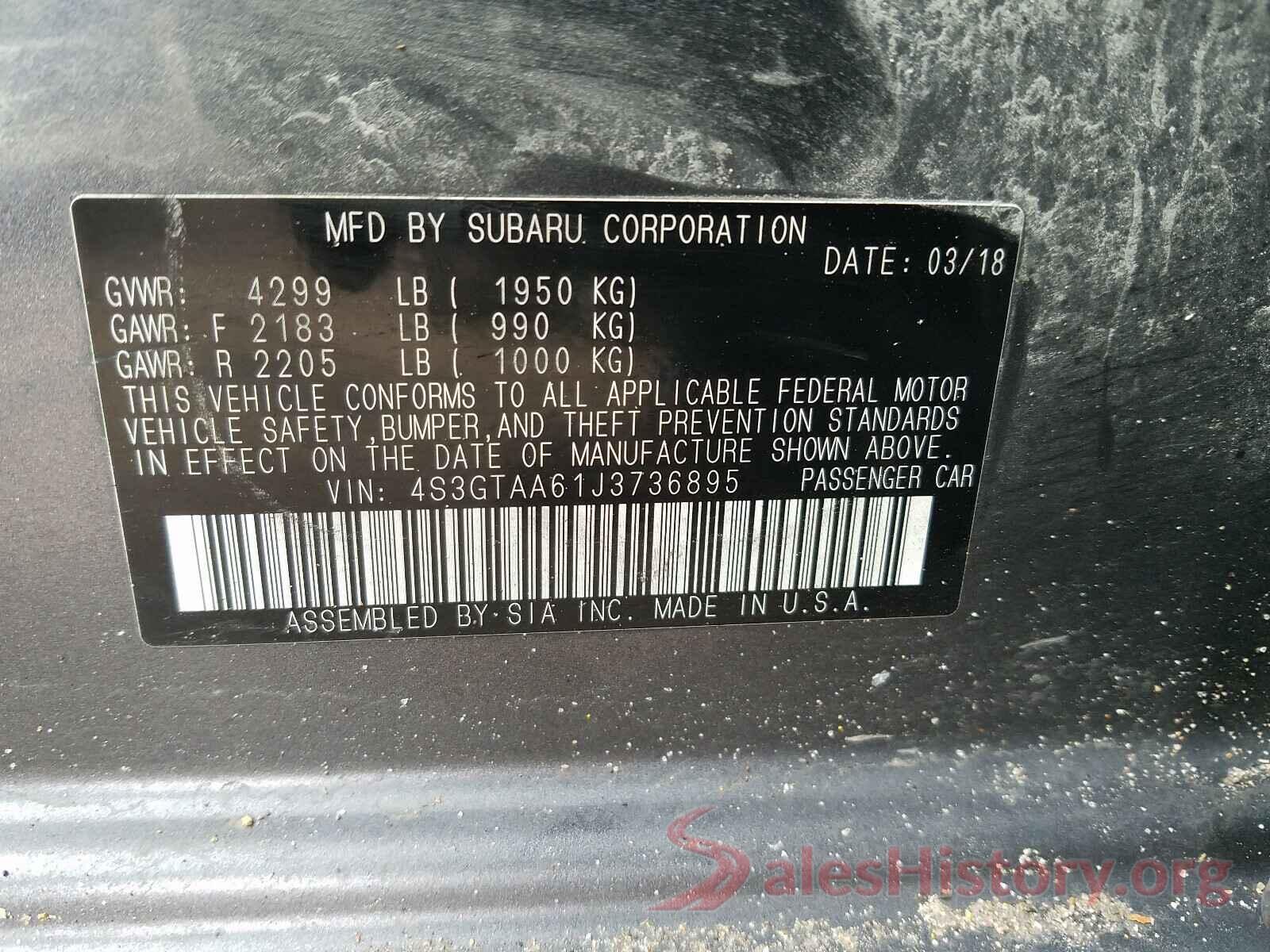 4S3GTAA61J3736895 2018 SUBARU IMPREZA