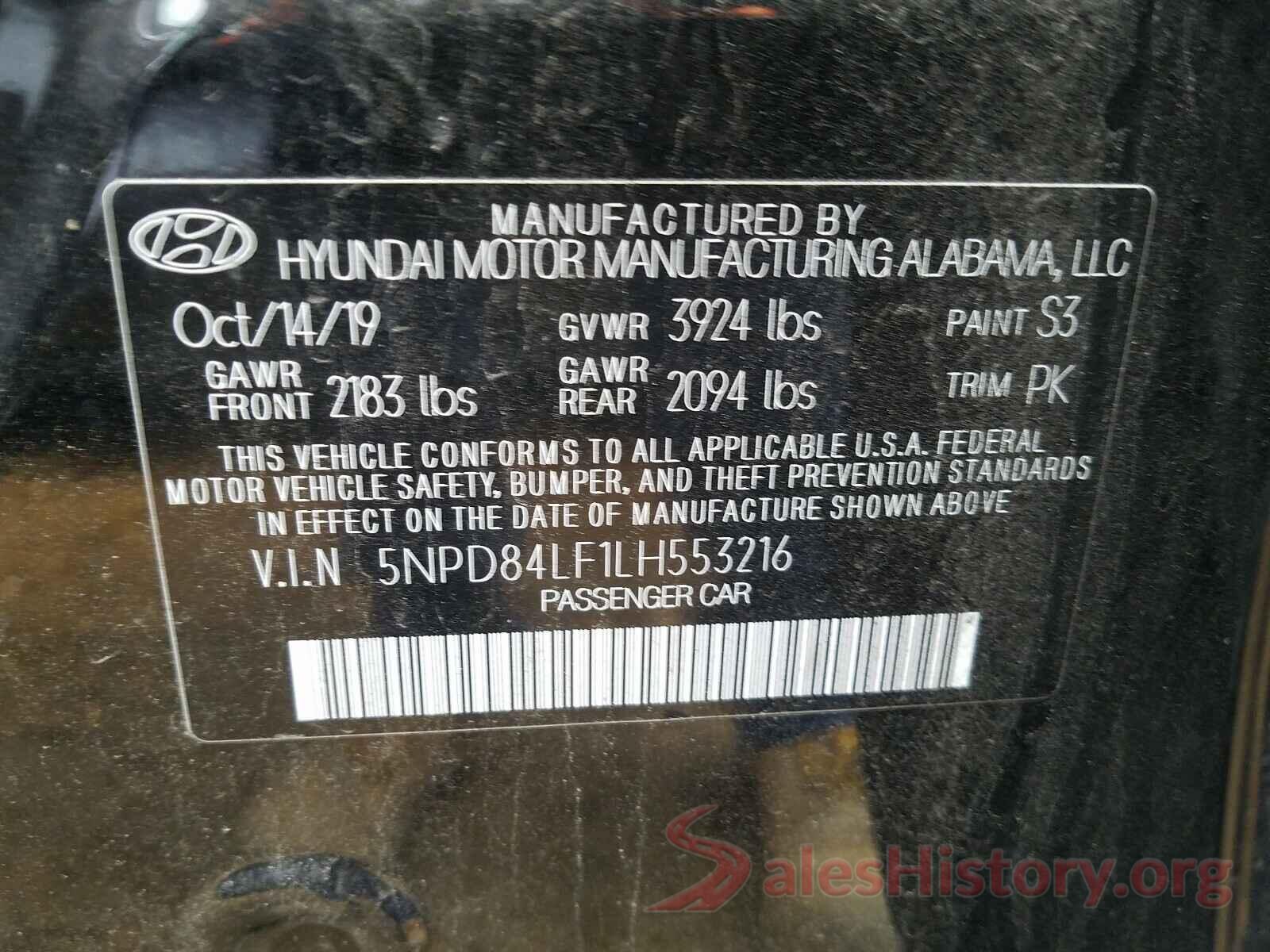 5NPD84LF1LH553216 2020 HYUNDAI ELANTRA