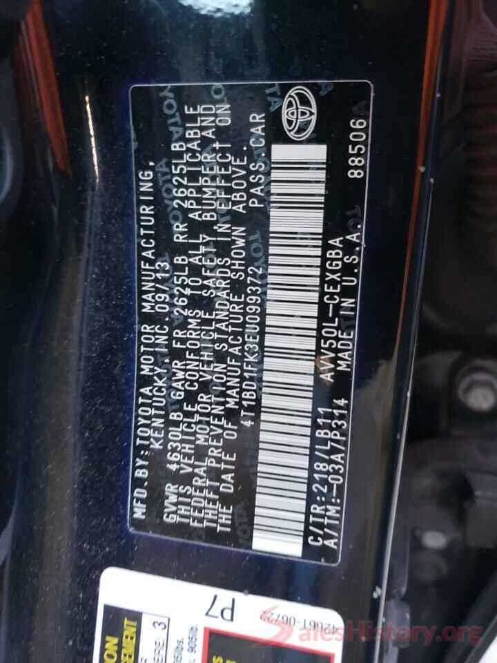 4T1BD1FK3EU099372 2014 TOYOTA CAMRY