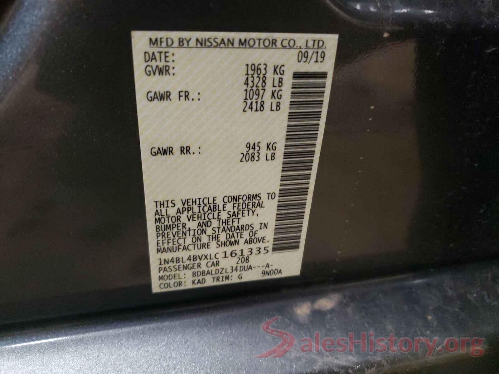 1N4BL4BVXLC161335 2020 NISSAN ALTIMA