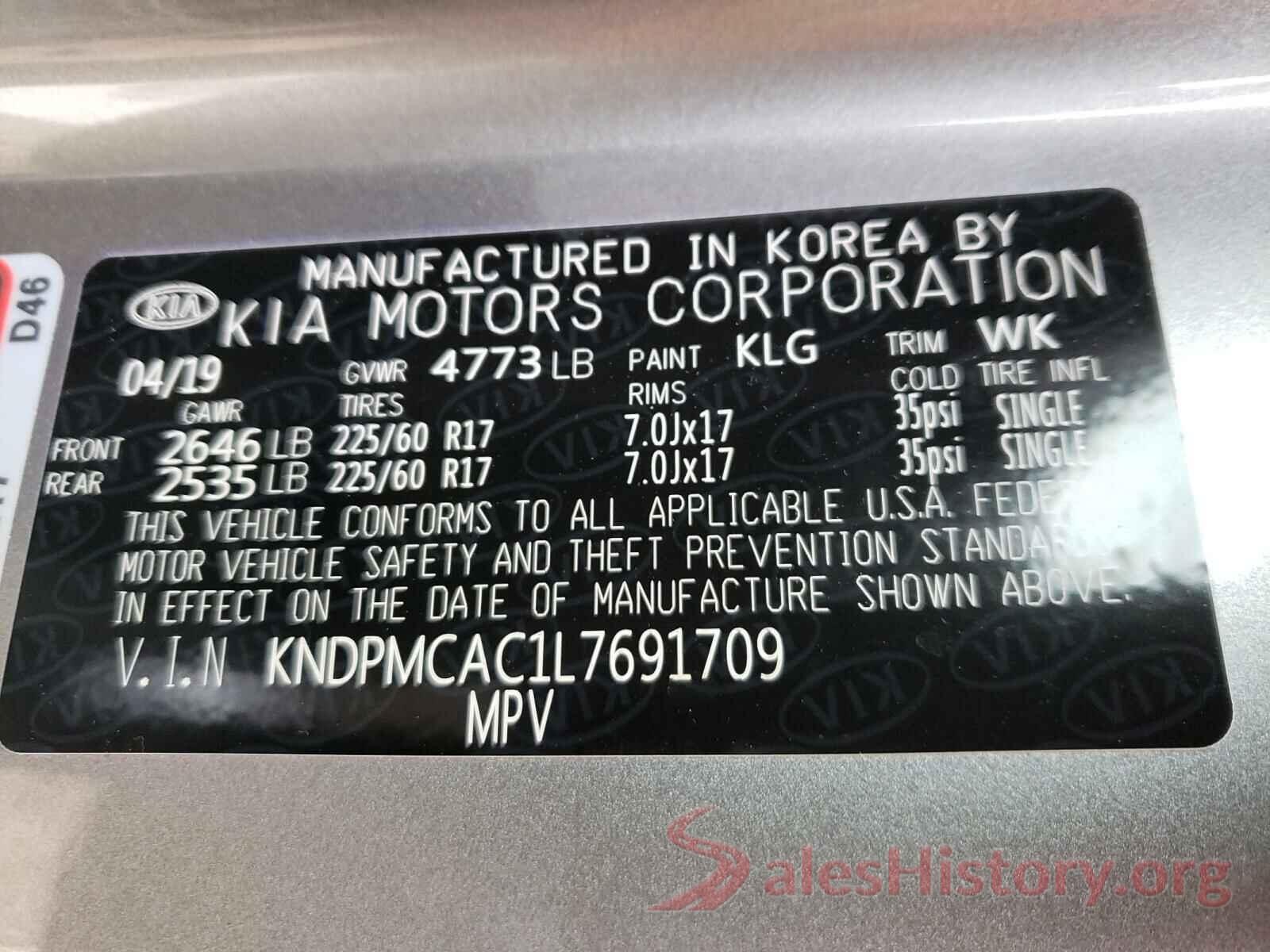 KNDPMCAC1L7691709 2020 KIA SPORTAGE