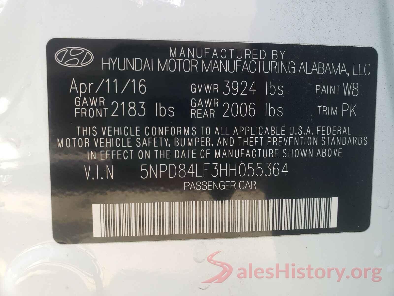 5NPD84LF3HH055364 2017 HYUNDAI ELANTRA