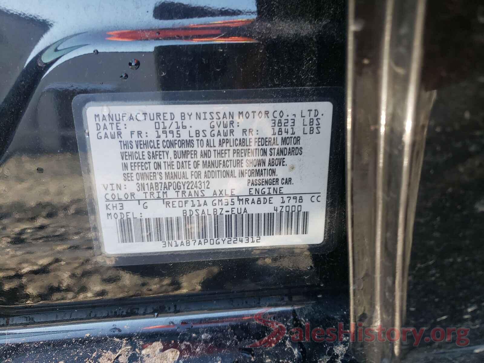 3N1AB7AP0GY224312 2016 NISSAN SENTRA