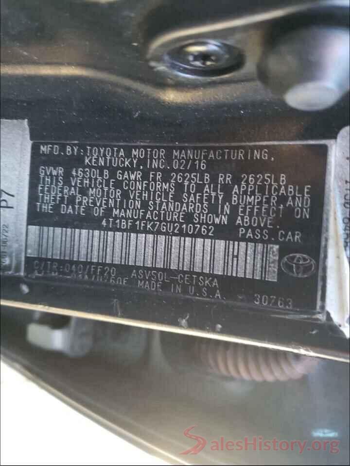 4T1BF1FK7GU210762 2016 TOYOTA CAMRY