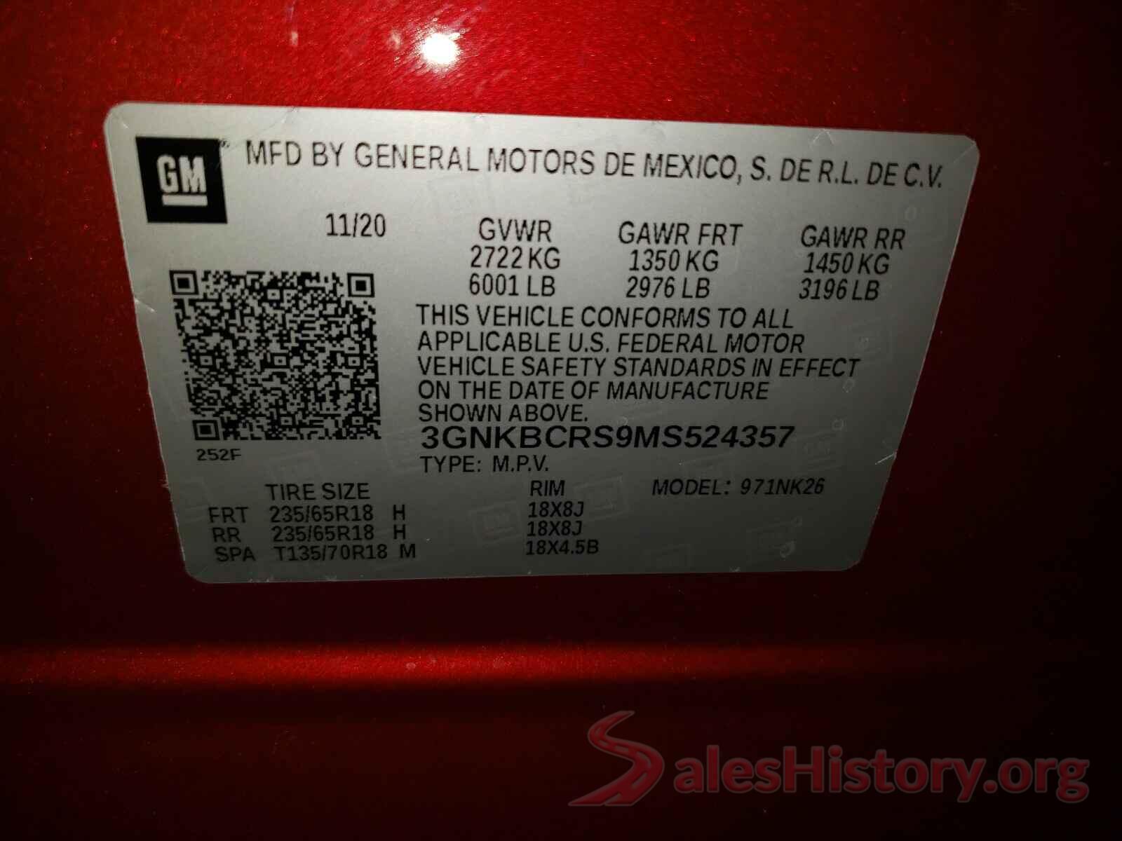 3GNKBCRS9MS524357 2021 CHEVROLET BLAZER