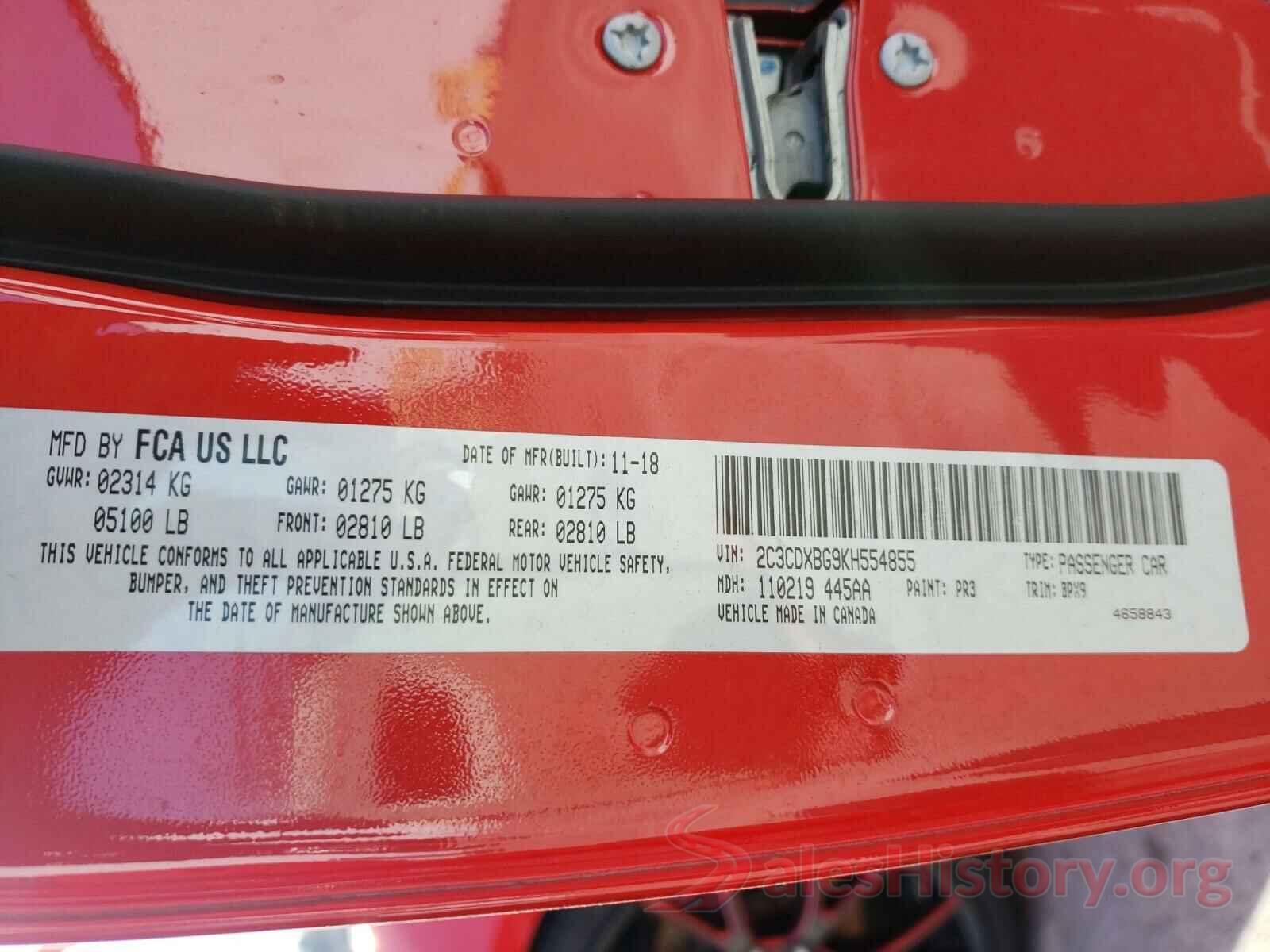 2C3CDXBG9KH554855 2019 DODGE CHARGER