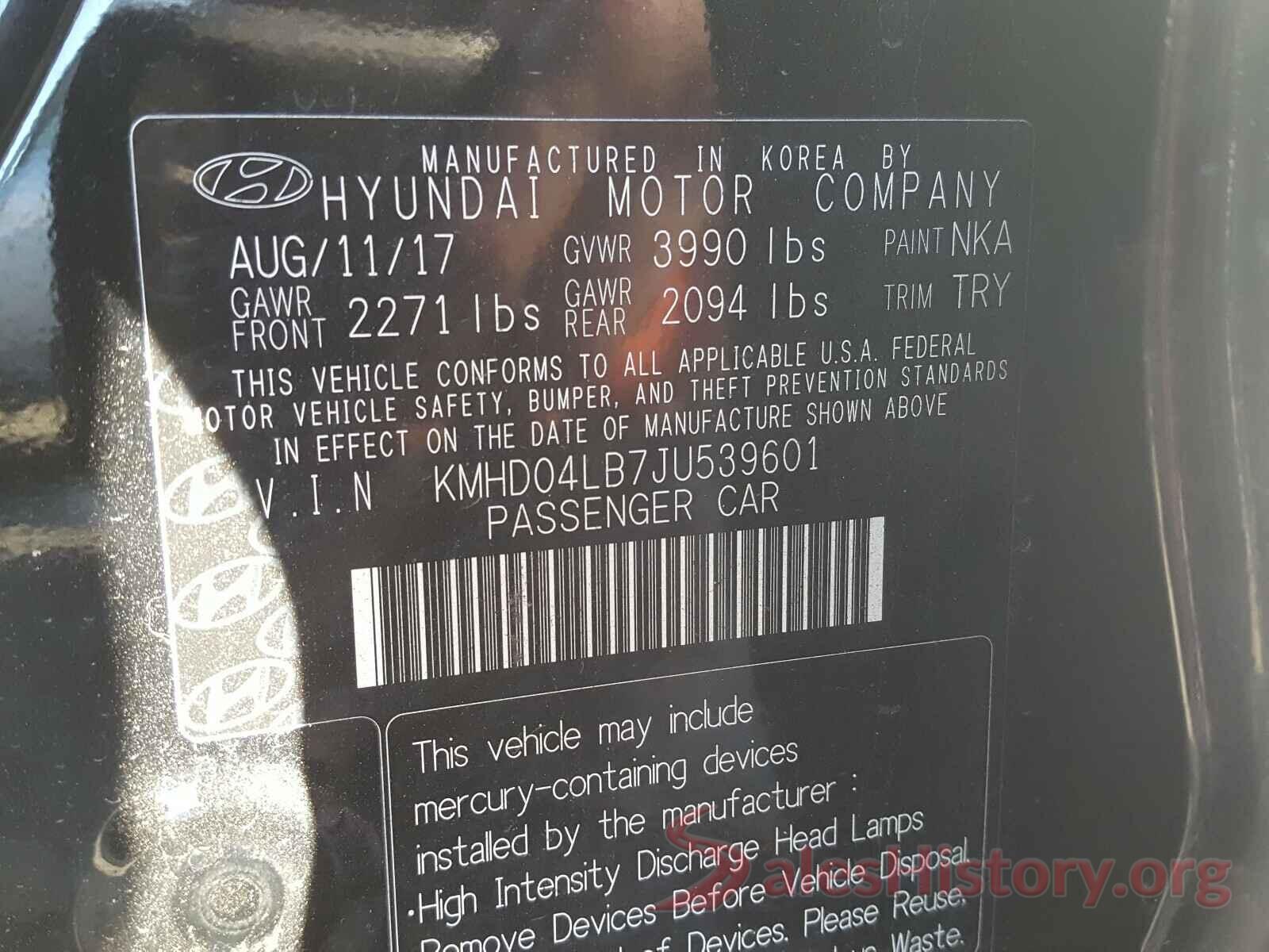 KMHD04LB7JU539601 2018 HYUNDAI ELANTRA