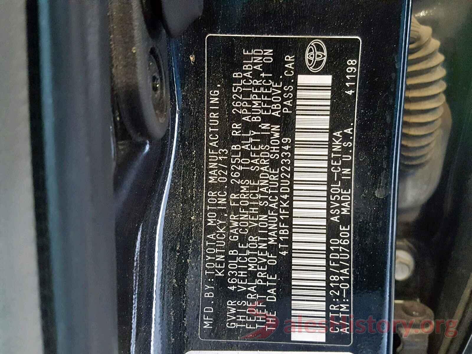 4T1BF1FK4DU223349 2013 TOYOTA CAMRY