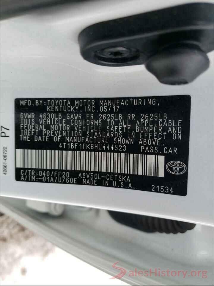 4T1BF1FK6HU444523 2017 TOYOTA CAMRY