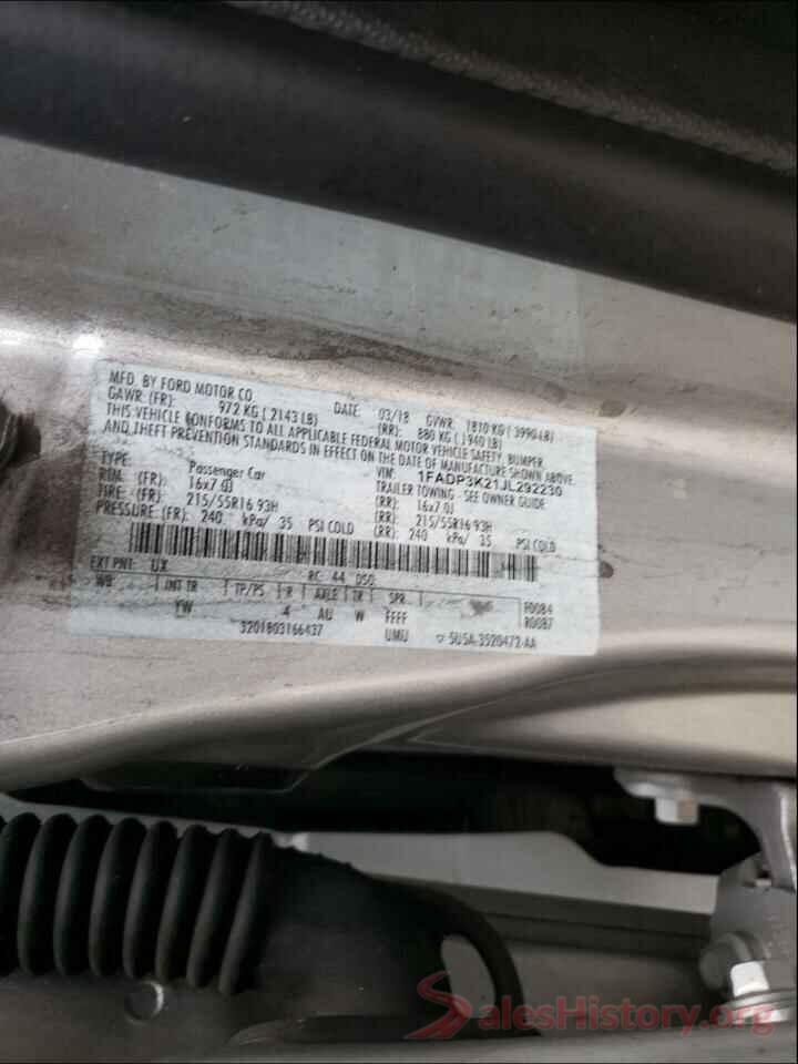 1FADP3K21JL292230 2018 FORD FOCUS