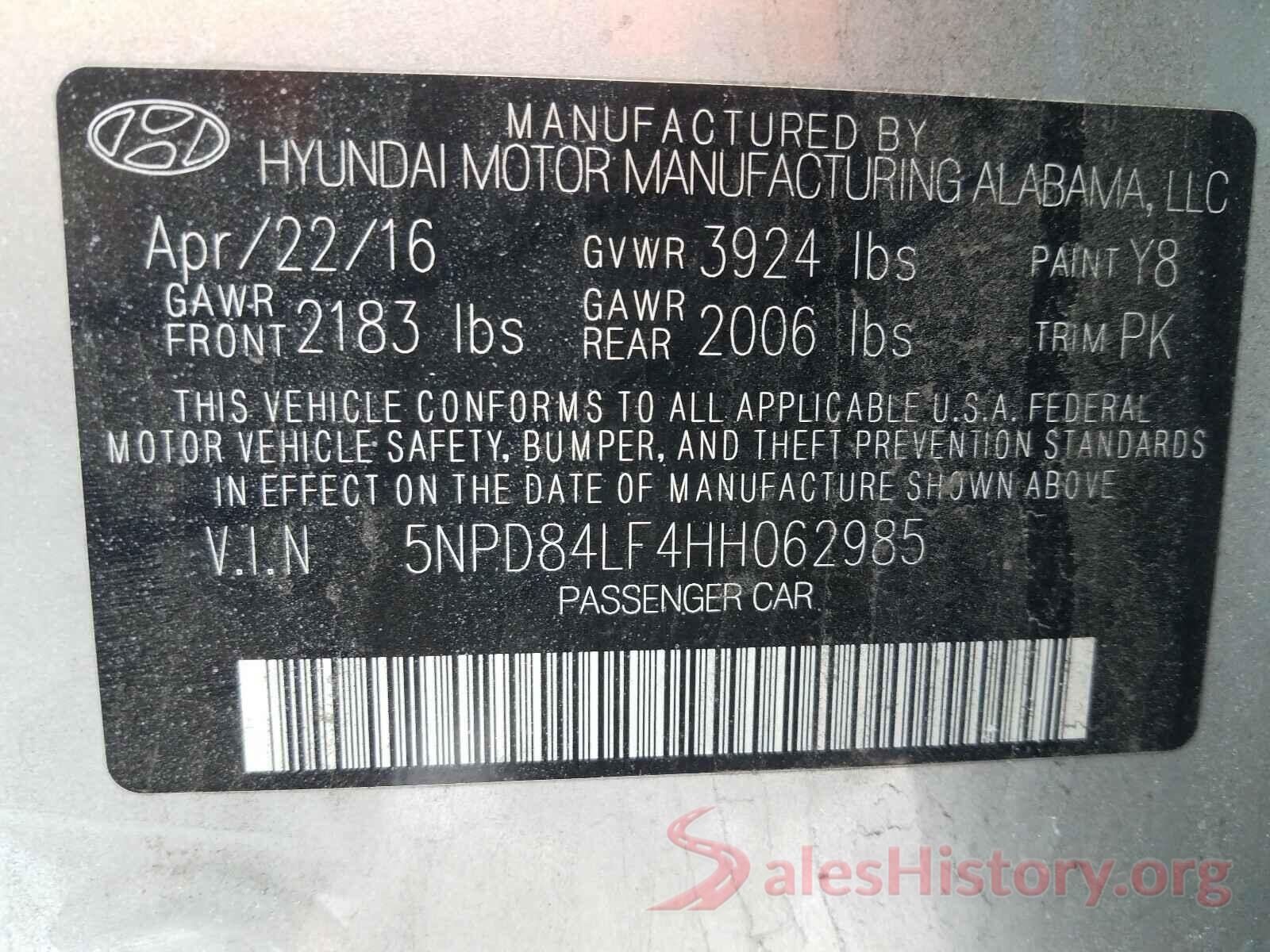 5NPD84LF4HH062985 2017 HYUNDAI ELANTRA