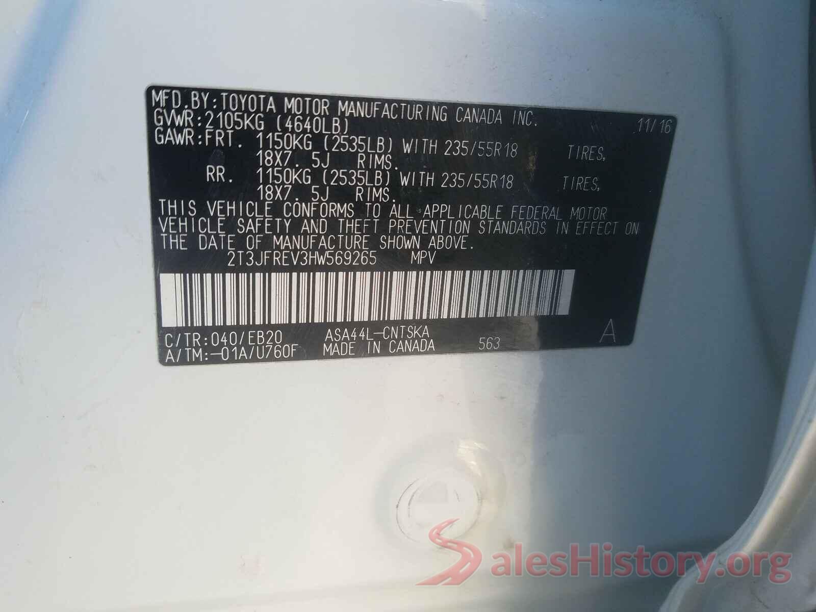 2T3JFREV3HW569265 2017 TOYOTA RAV4