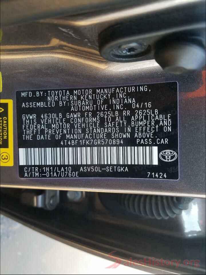 4T4BF1FK7GR570894 2016 TOYOTA CAMRY