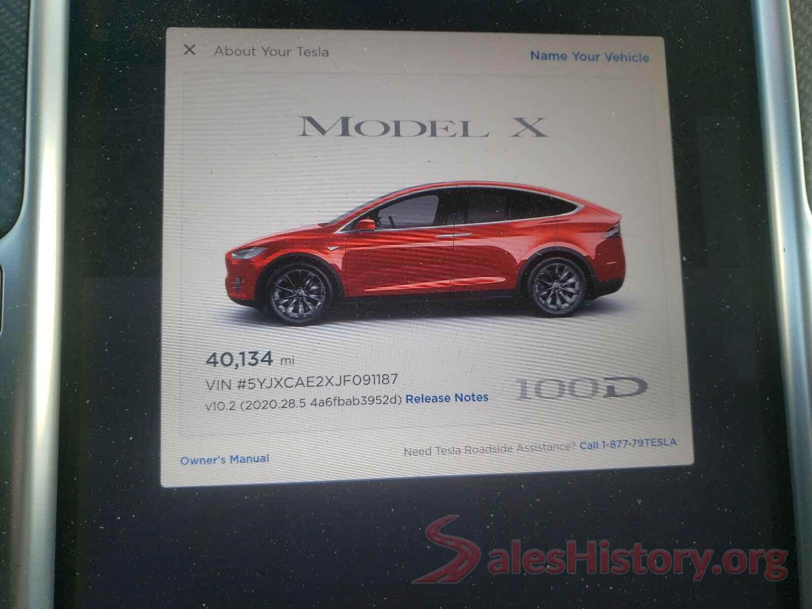 5YJXCAE2XJF091187 2018 TESLA MODEL X