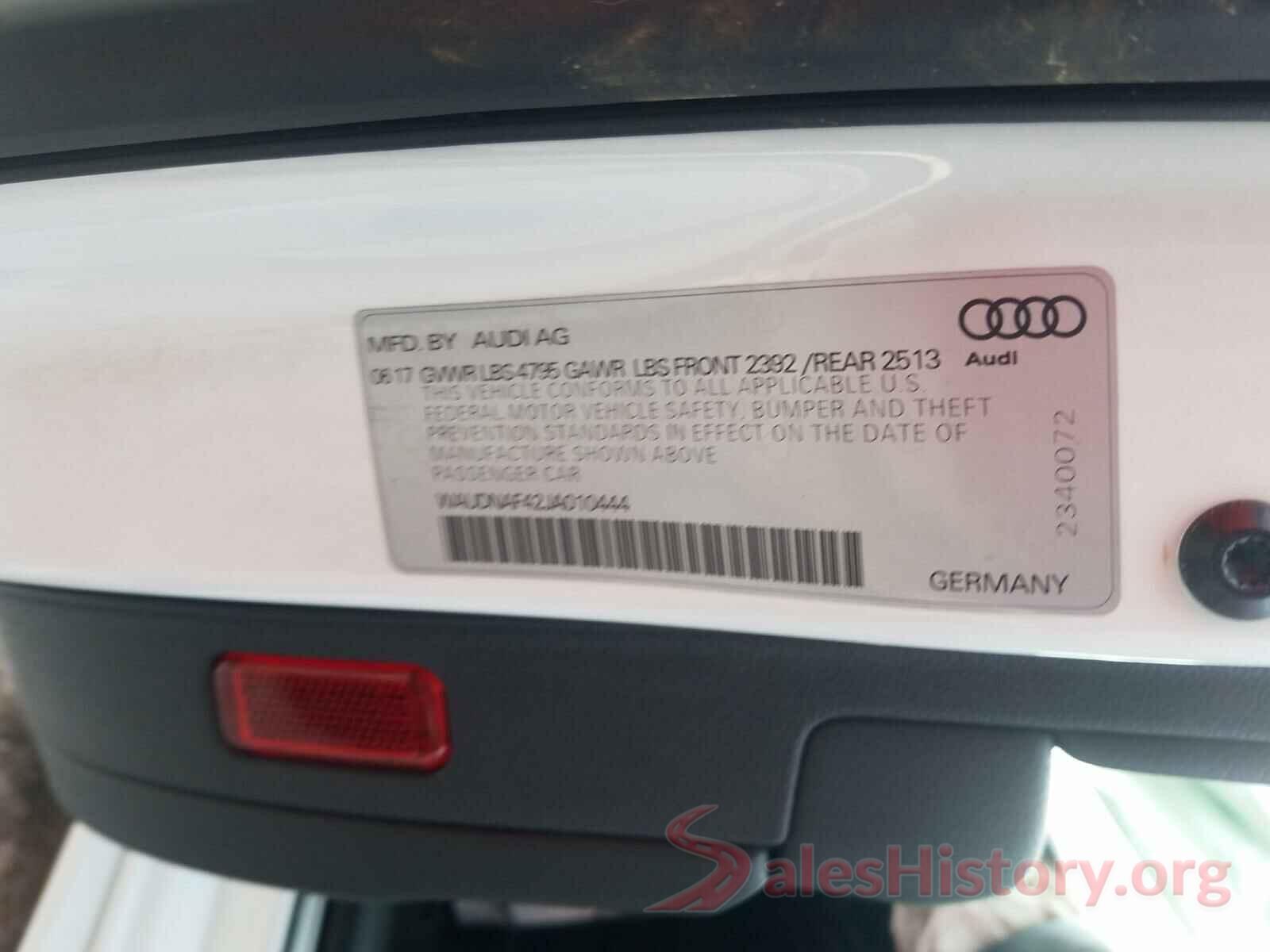 WAUDNAF42JA010444 2018 AUDI A4