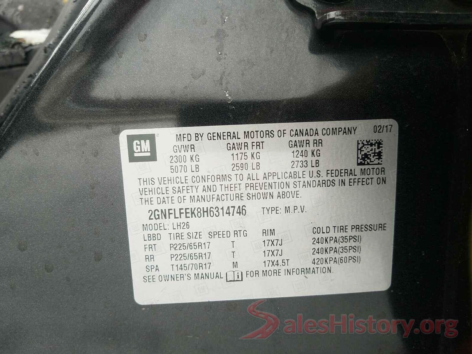 2GNFLFEK8H6314746 2017 CHEVROLET EQUINOX