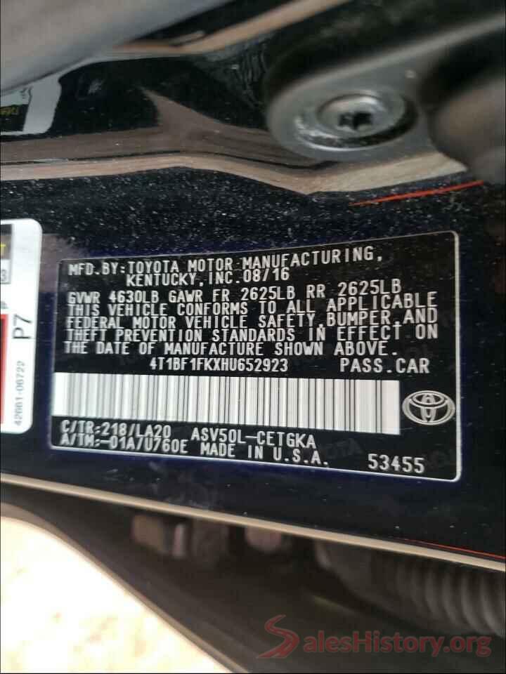 4T1BF1FKXHU652923 2017 TOYOTA CAMRY