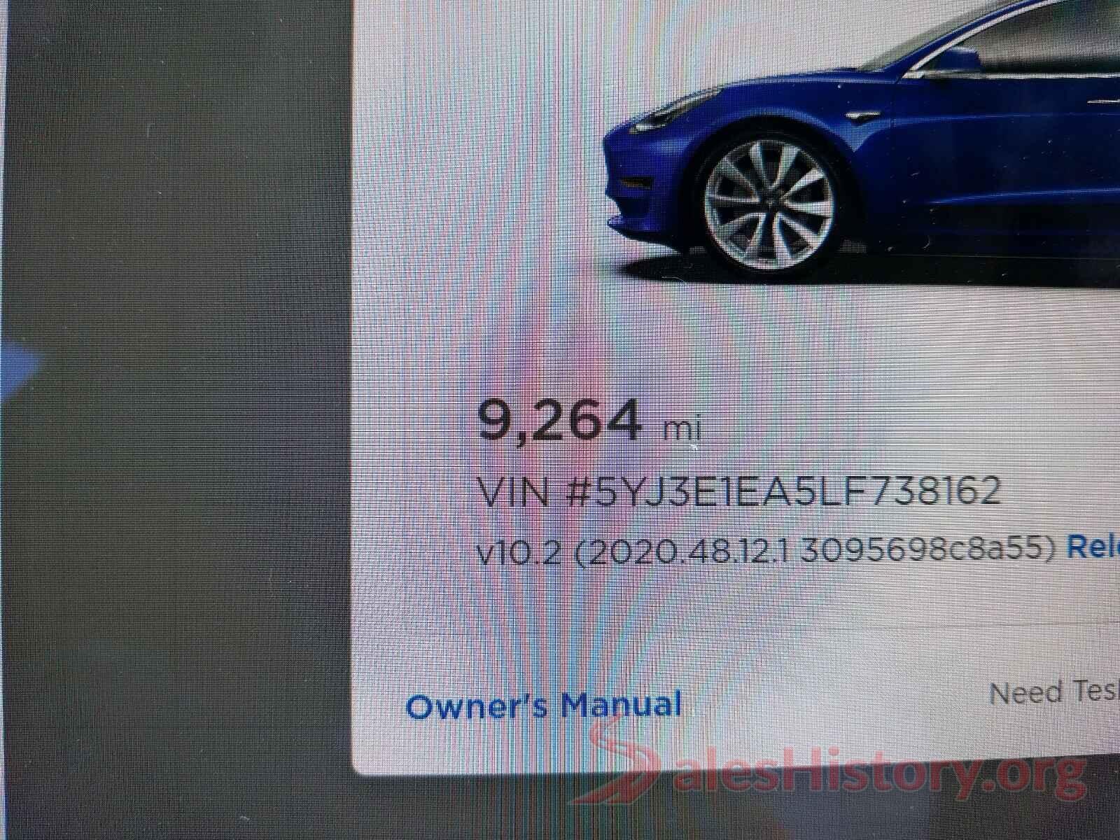 5YJ3E1EA5LF738162 2020 TESLA MODEL 3