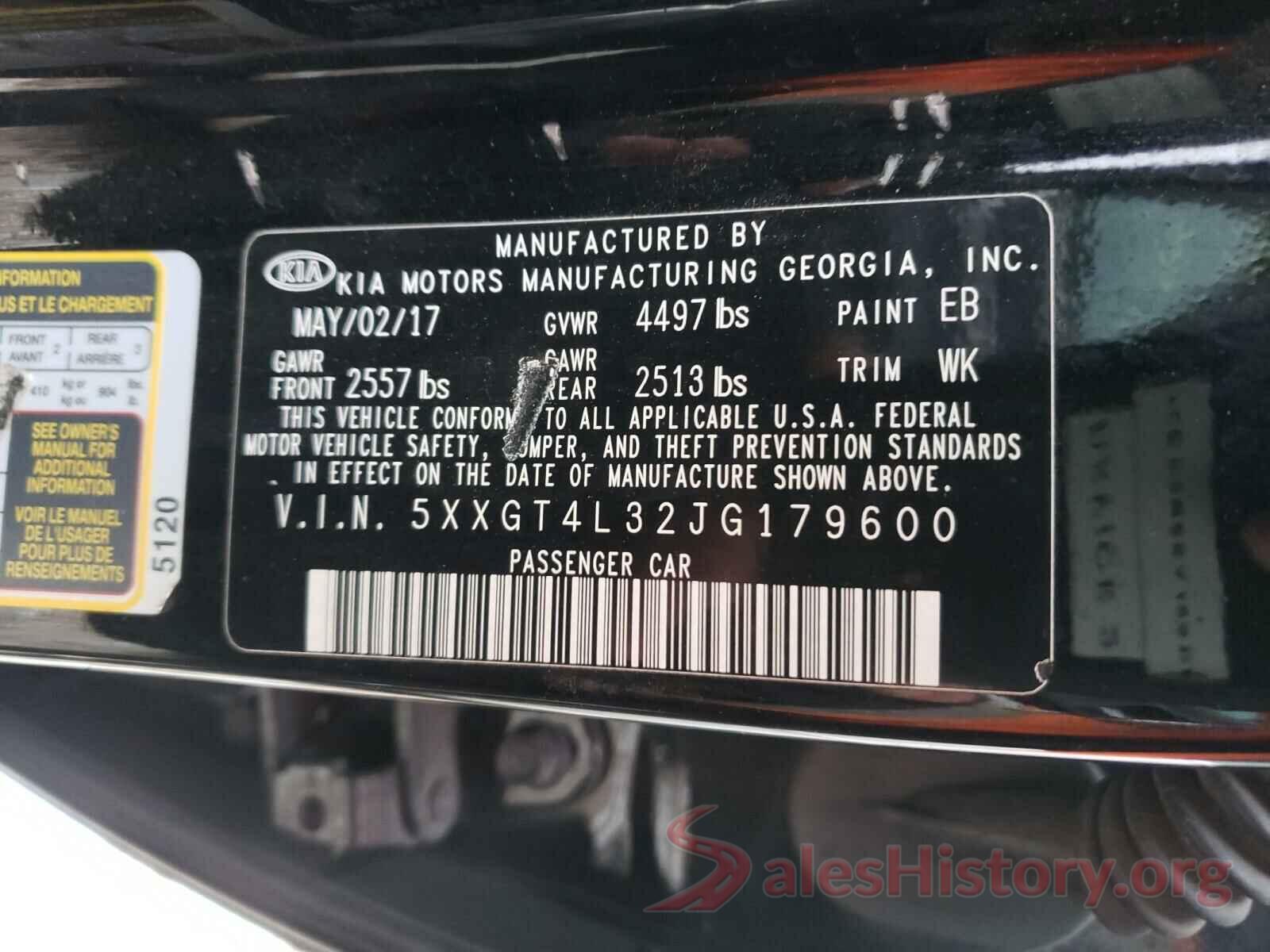 5XXGT4L32JG179600 2018 KIA OPTIMA