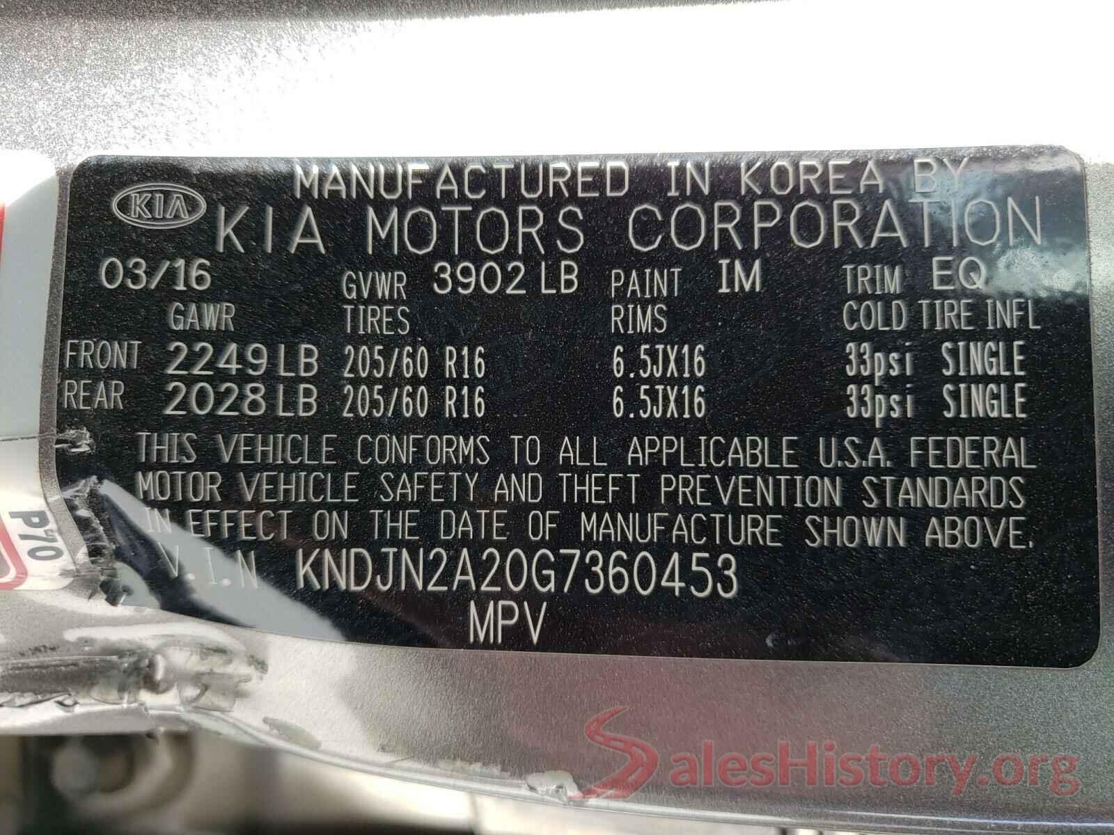 KNDJN2A20G7360453 2016 KIA SOUL