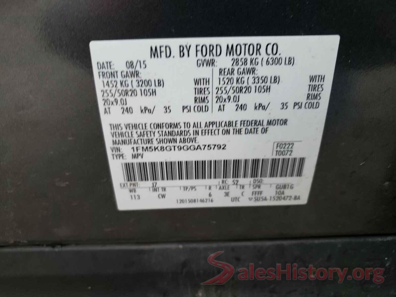 1FM5K8GT9GGA75792 2016 FORD EXPLORER