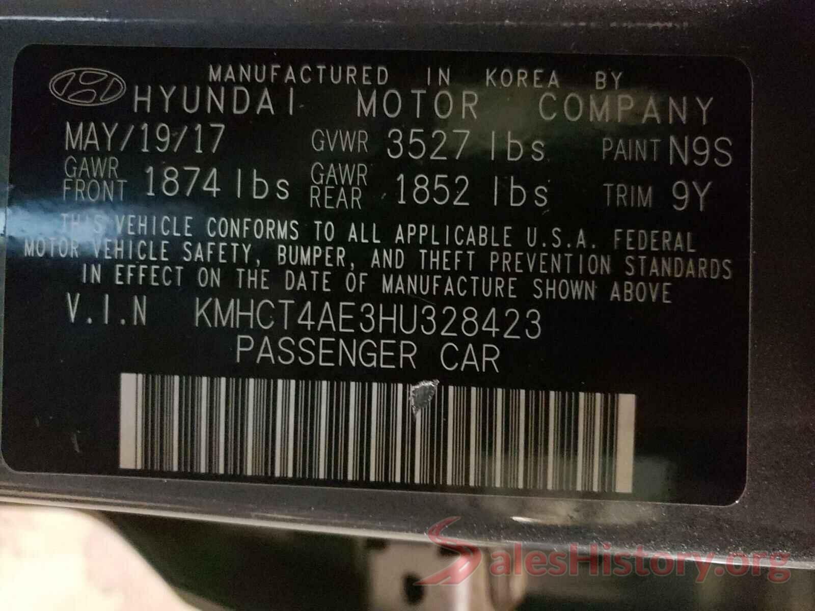 KMHCT4AE3HU328423 2017 HYUNDAI ACCENT