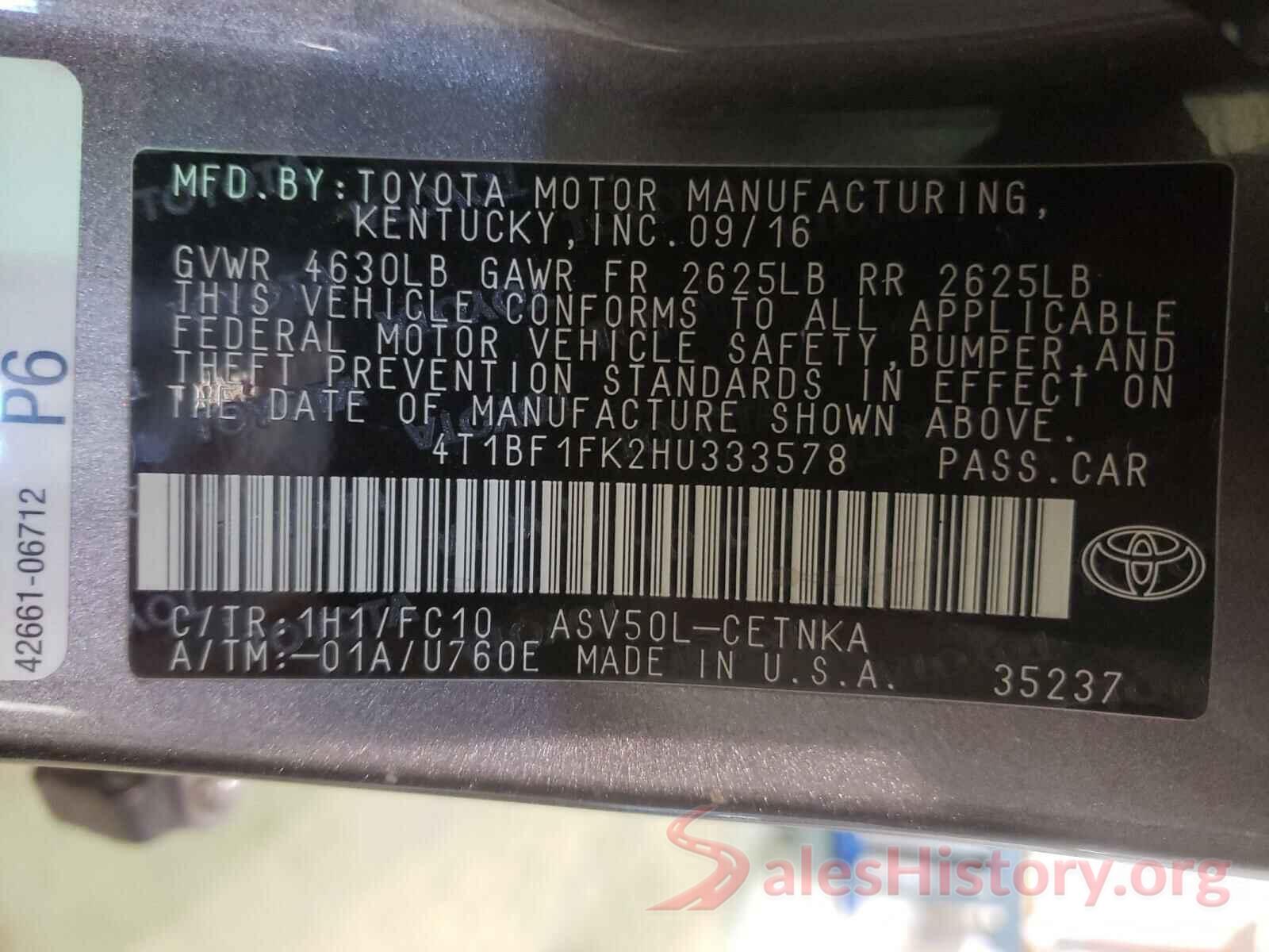 4T1BF1FK2HU333578 2017 TOYOTA CAMRY