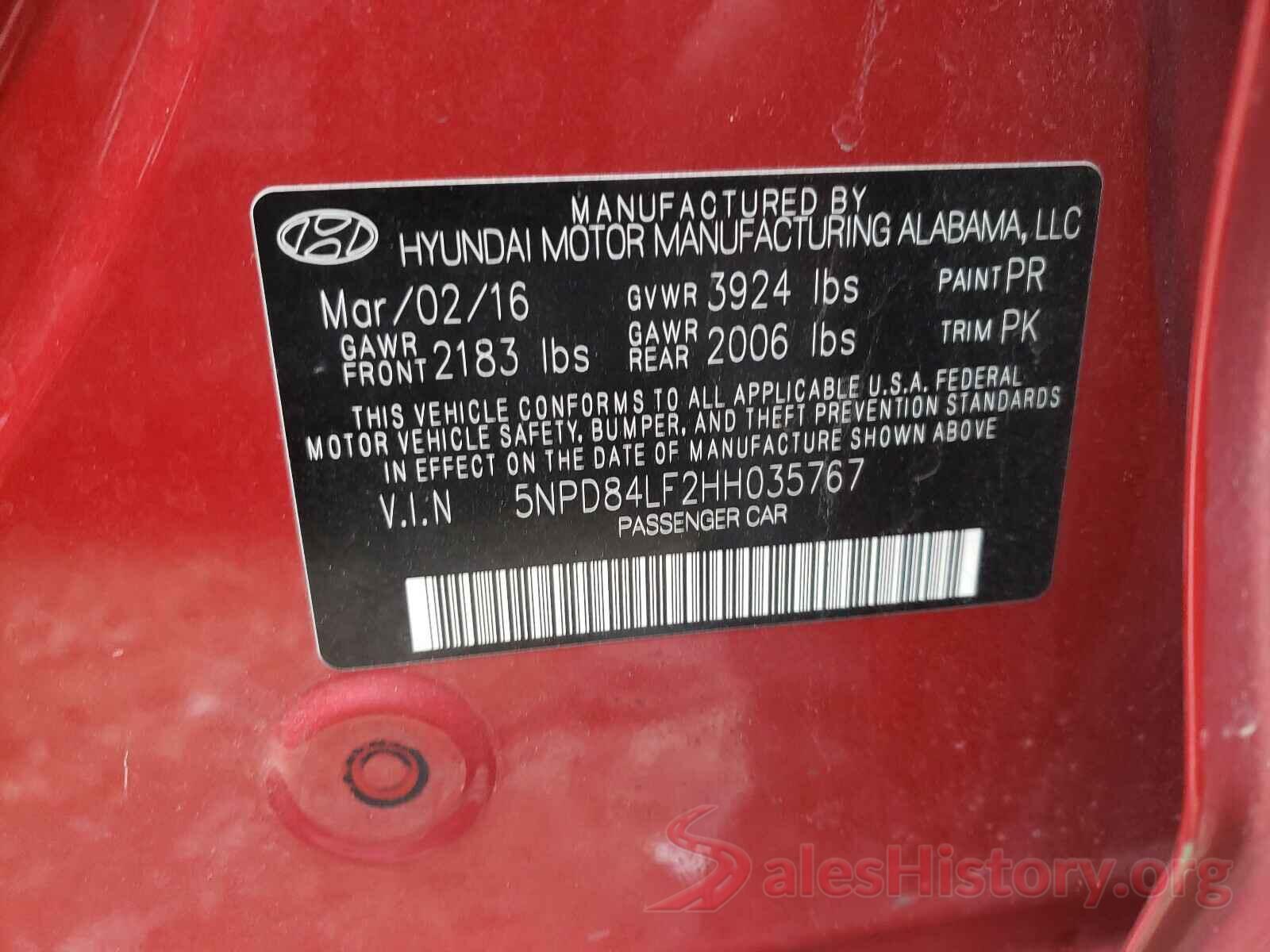 5NPD84LF2HH035767 2017 HYUNDAI ELANTRA