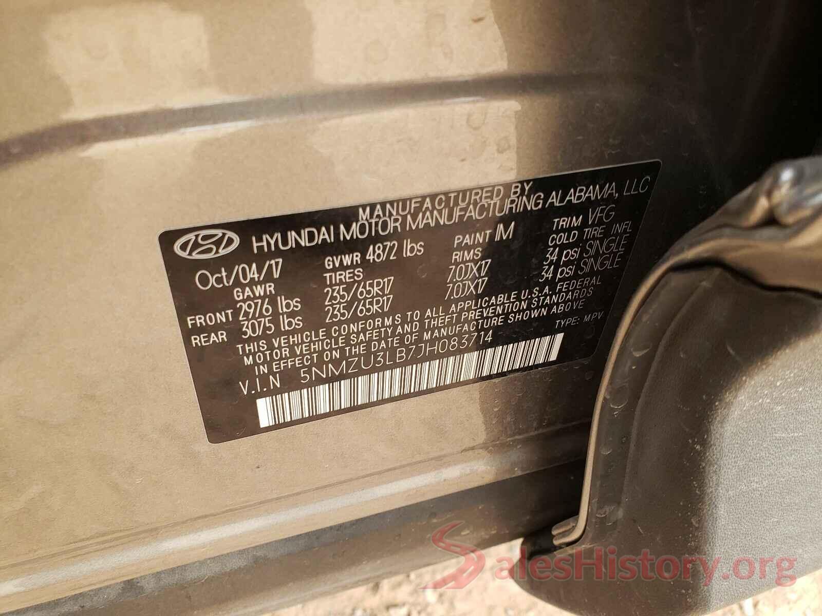 5NMZU3LB7JH083714 2018 HYUNDAI SANTA FE