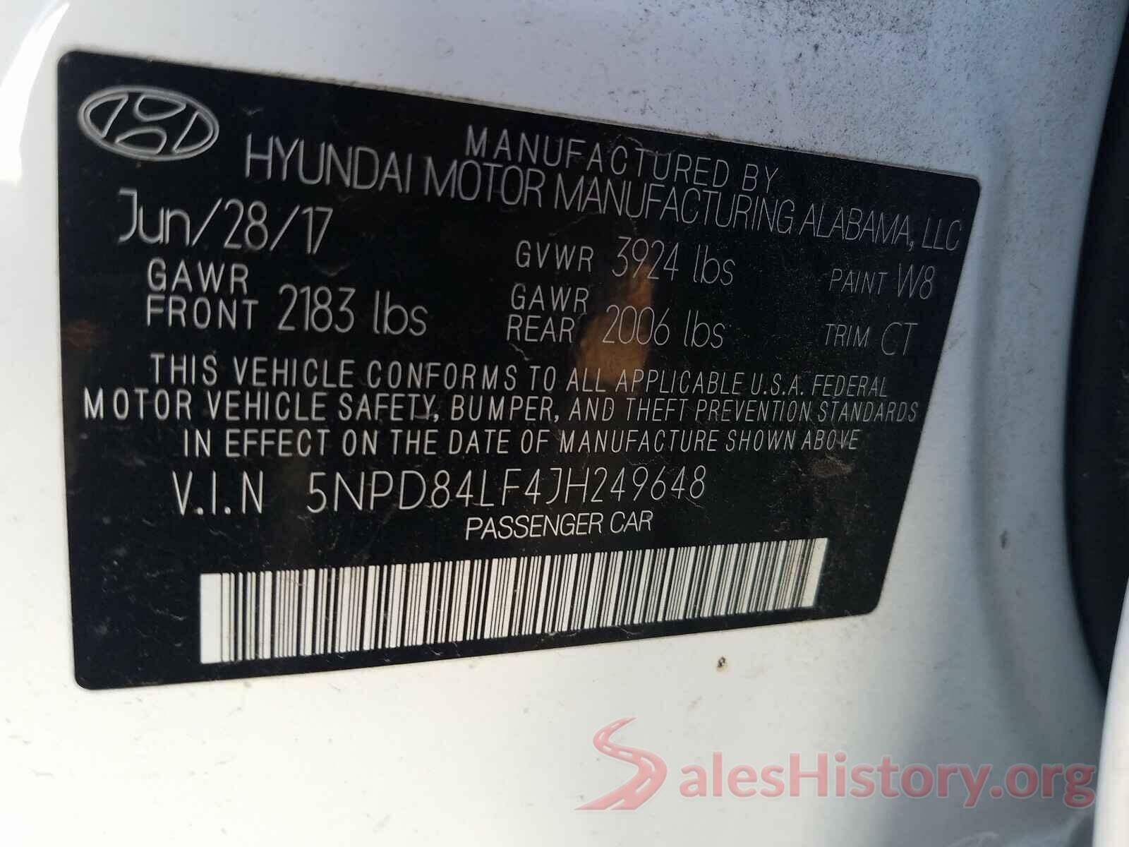 5NPD84LF4JH249648 2018 HYUNDAI ELANTRA