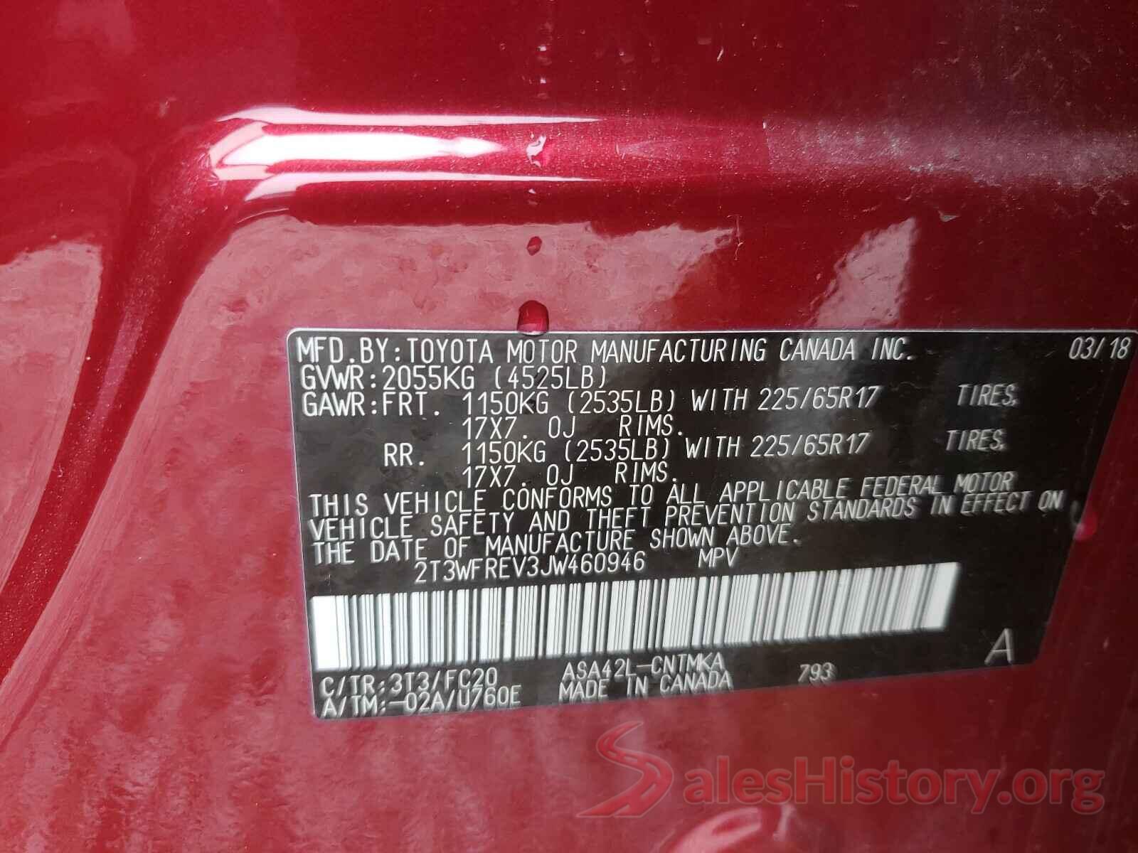 2T3WFREV3JW460946 2018 TOYOTA RAV4