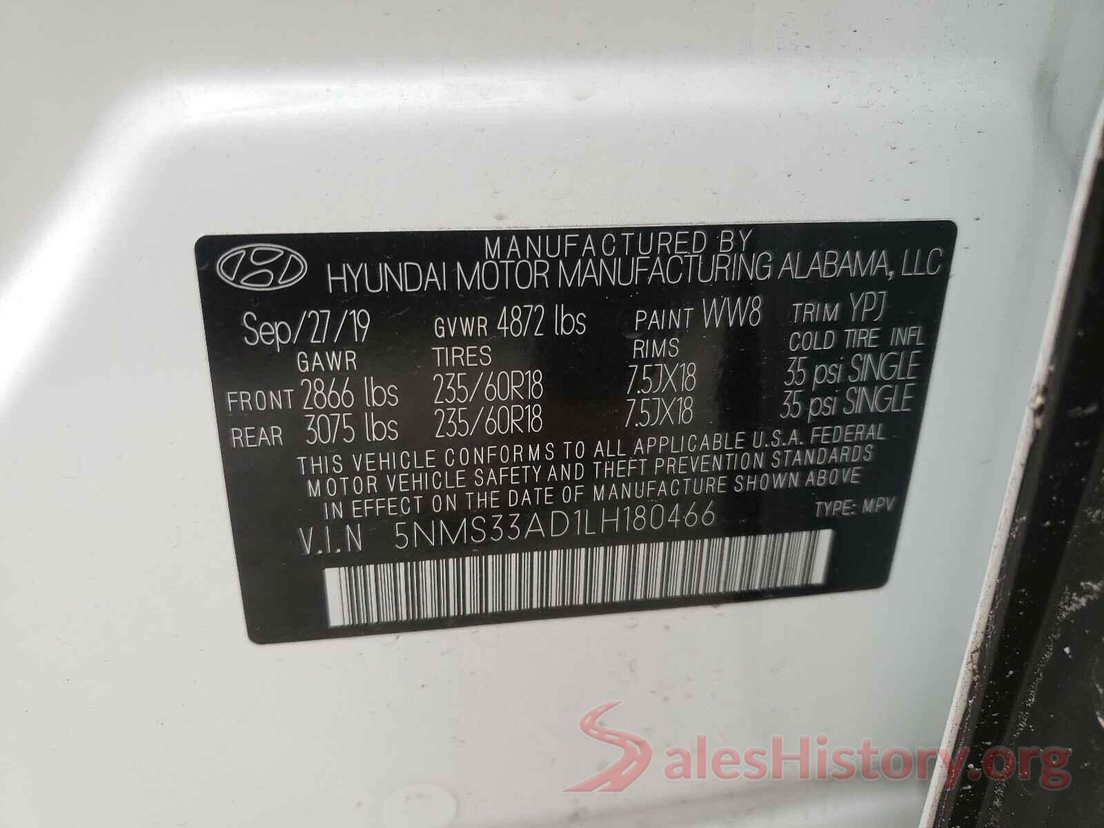 5NMS33AD1LH180466 2020 HYUNDAI SANTA FE