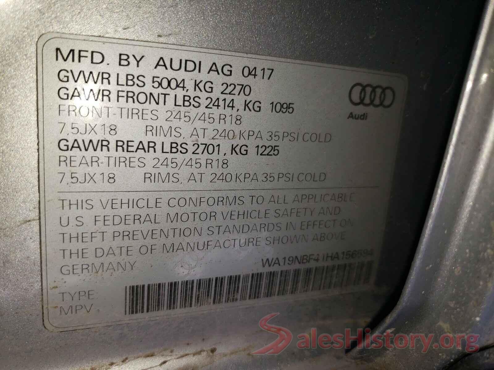 WA19NBF41HA156594 2017 AUDI A4