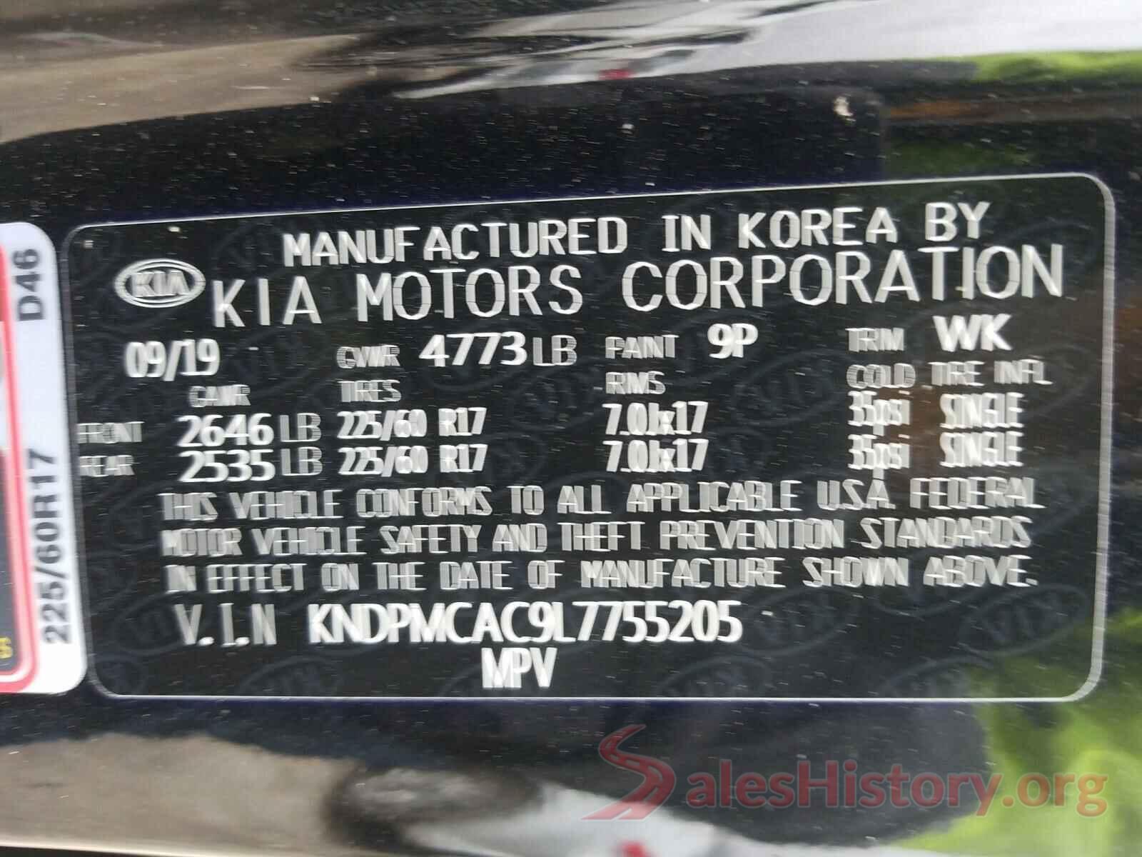 KNDPMCAC9L7755205 2020 KIA SPORTAGE