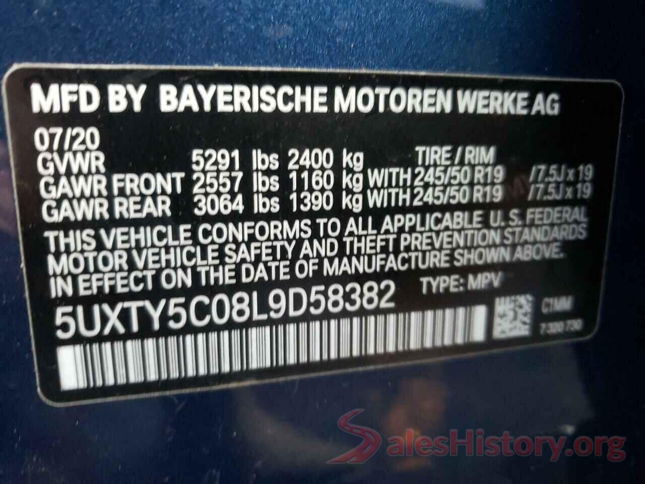 5UXTY5C08L9D58382 2020 BMW X3