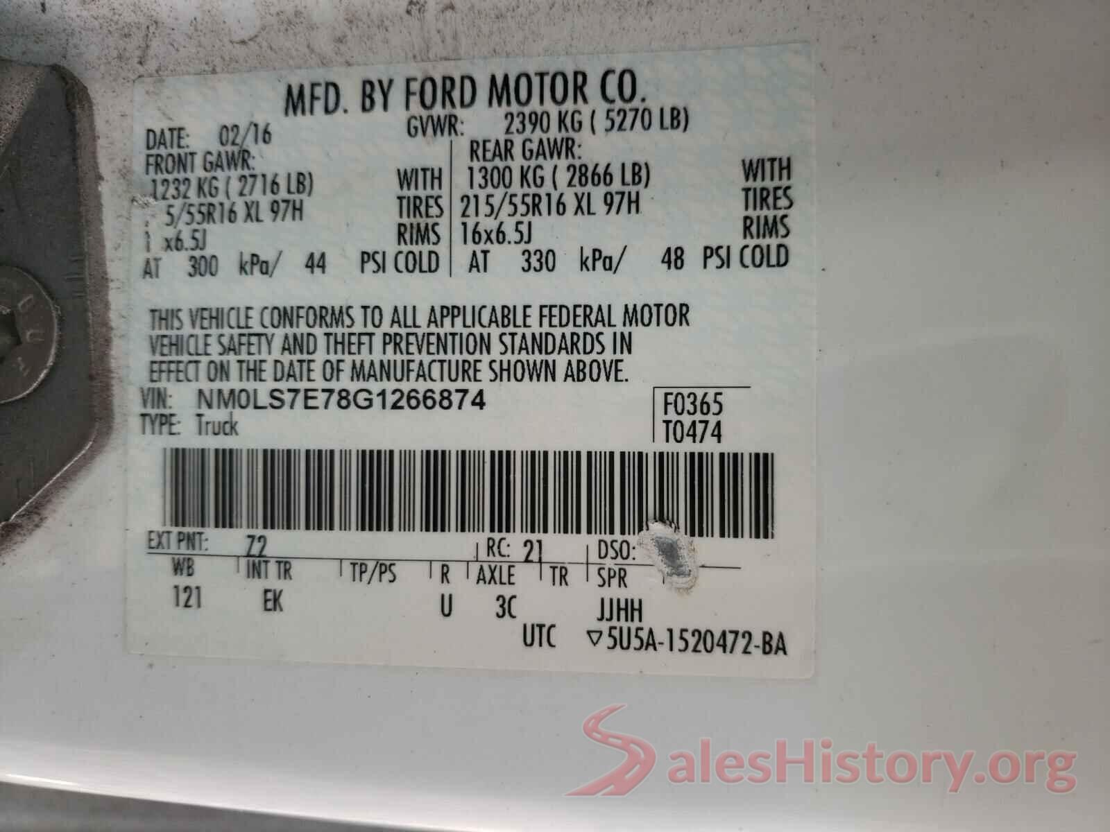 NM0LS7E78G1266874 2016 FORD TRANSIT CO